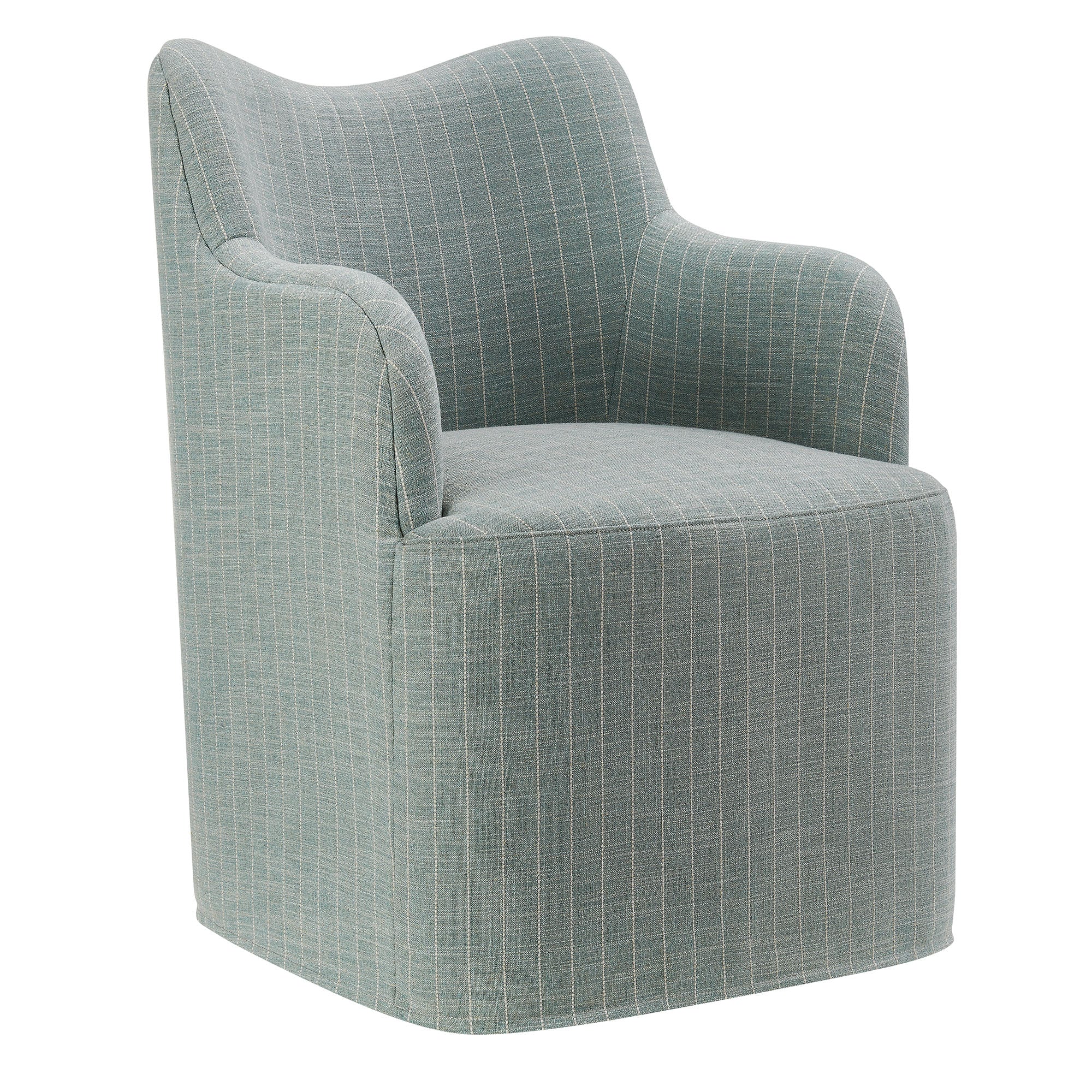 Cordelle Linen Blend Swivel Dining Chair - Spa Blue Stripe