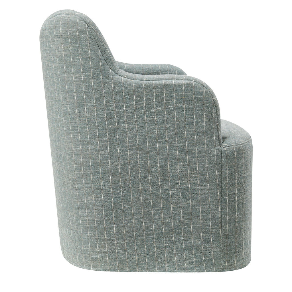 Cordelle Linen Blend Swivel Dining Chair - Spa Blue Stripe