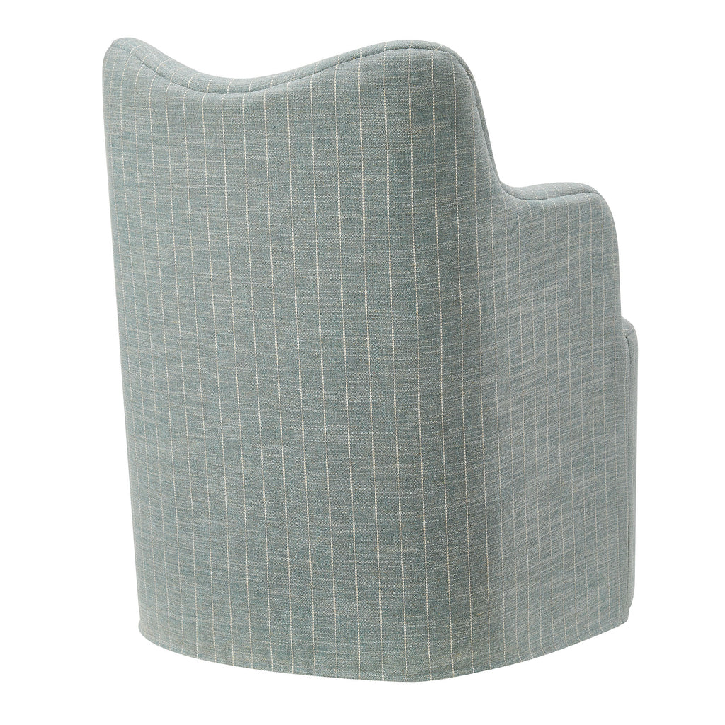 Cordelle Linen Blend Swivel Dining Chair - Spa Blue Stripe