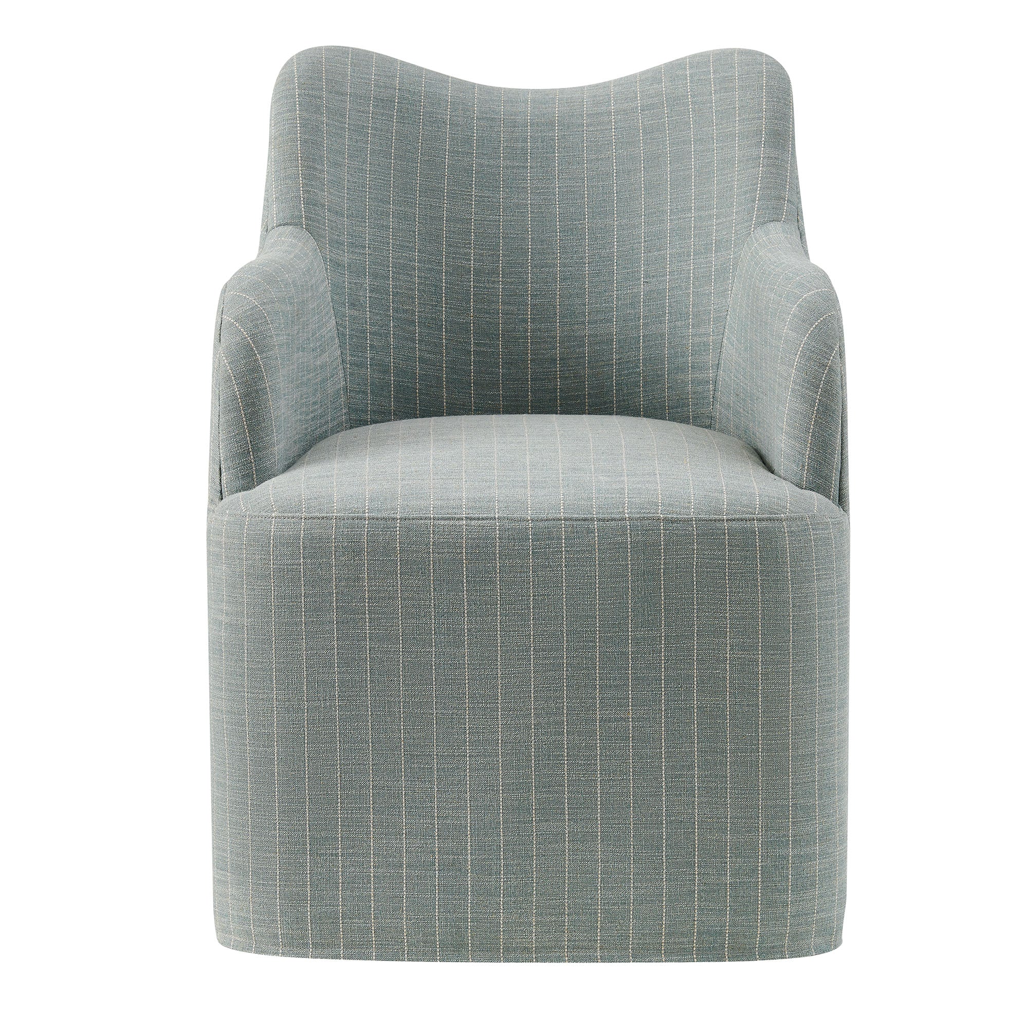 Cordelle Linen Blend Swivel Dining Chair - Spa Blue Stripe