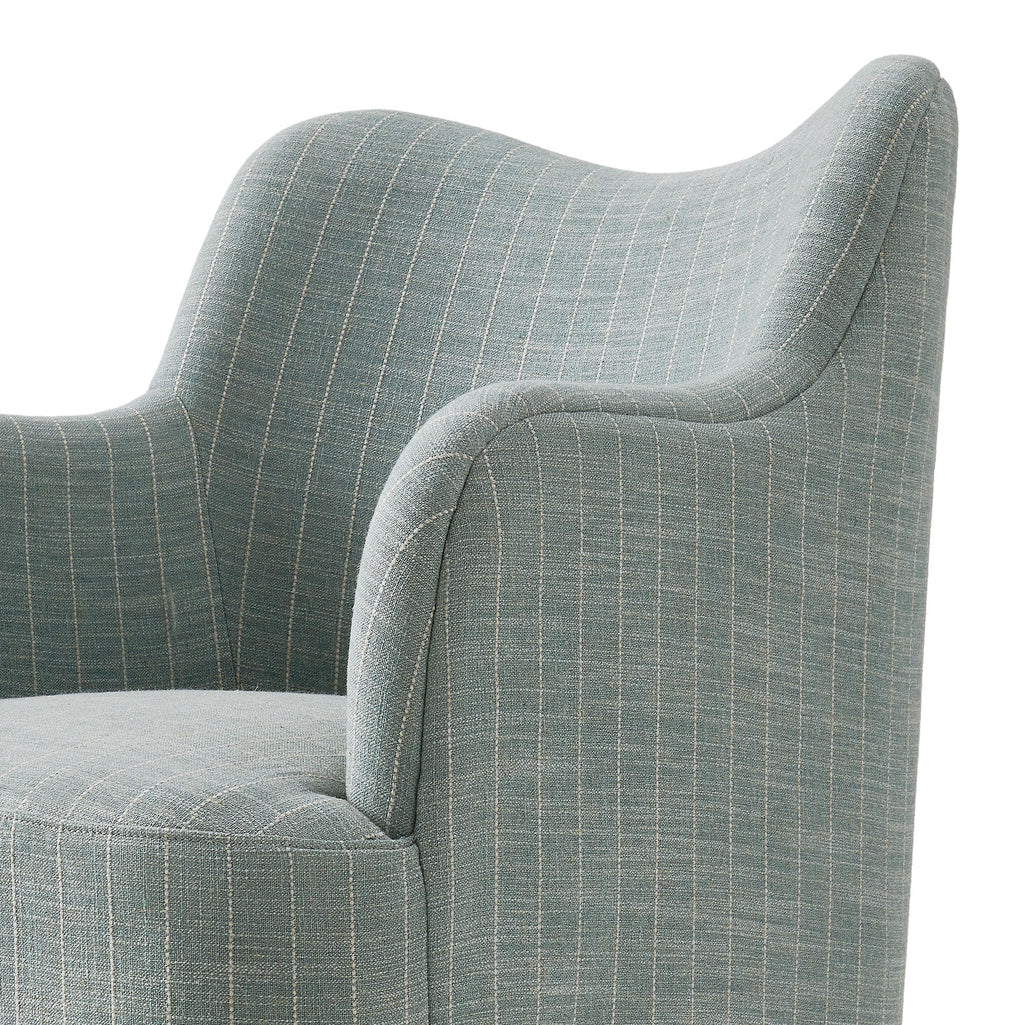 Cordelle Linen Blend Swivel Dining Chair - Spa Blue Stripe