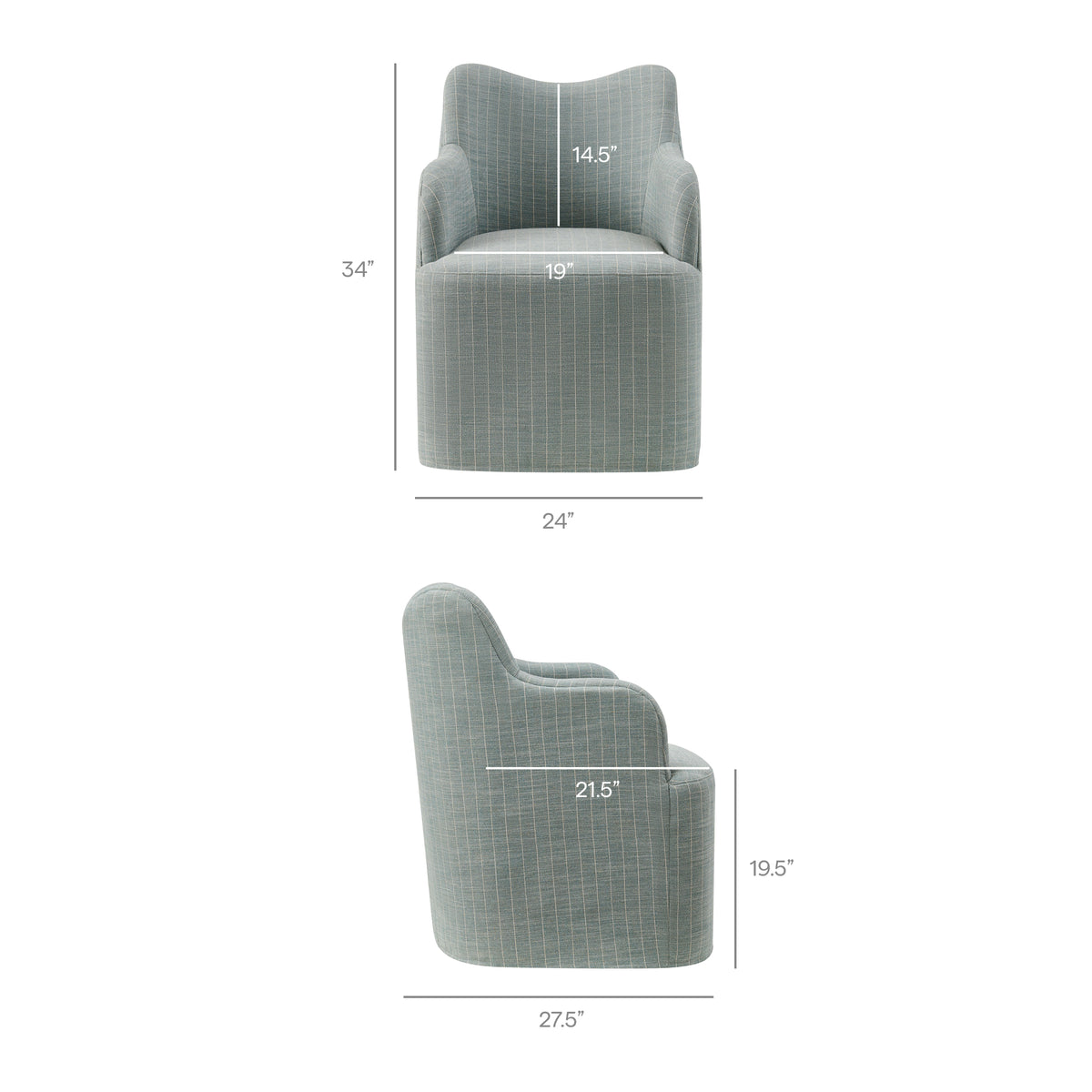 Cordelle Linen Blend Swivel Dining Chair - Spa Blue Stripe