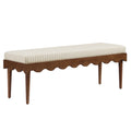 Mirette Scalloped Edge Striped Accent Bench - Oatmeal Stripe