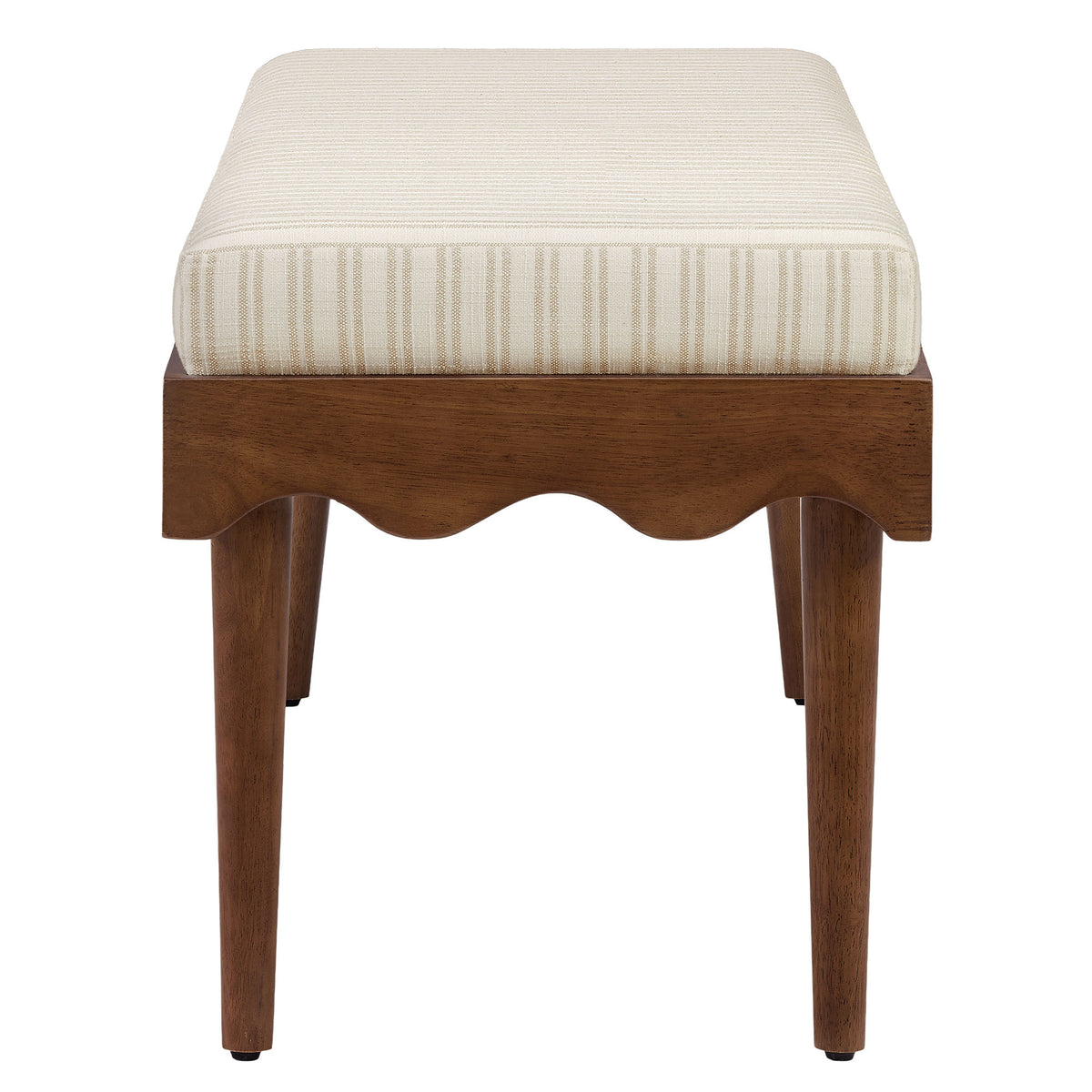 Mirette Scalloped Edge Striped Accent Bench - Oatmeal Stripe