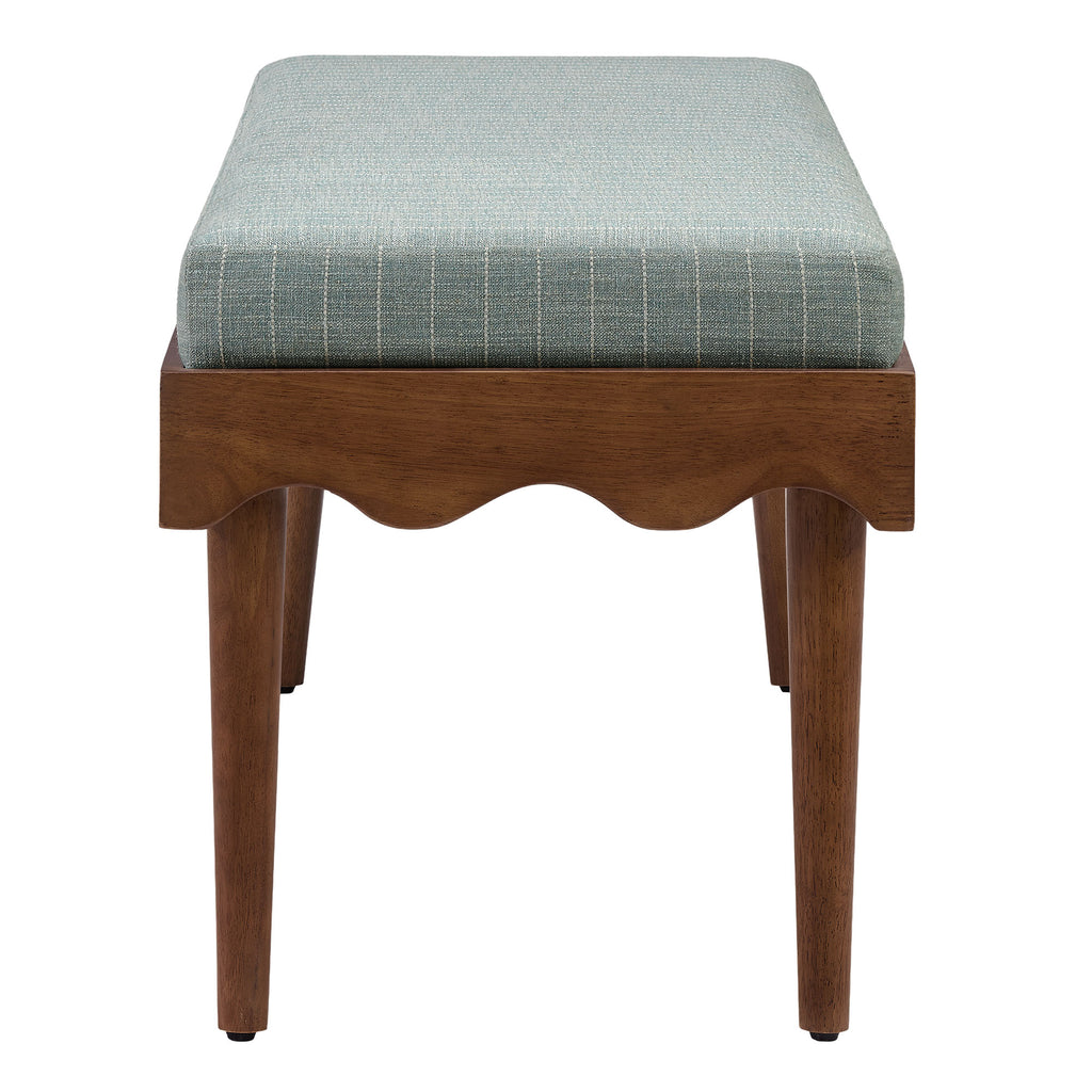 Mirette Scalloped Edge Striped Accent Bench - Spa Blue Stripe