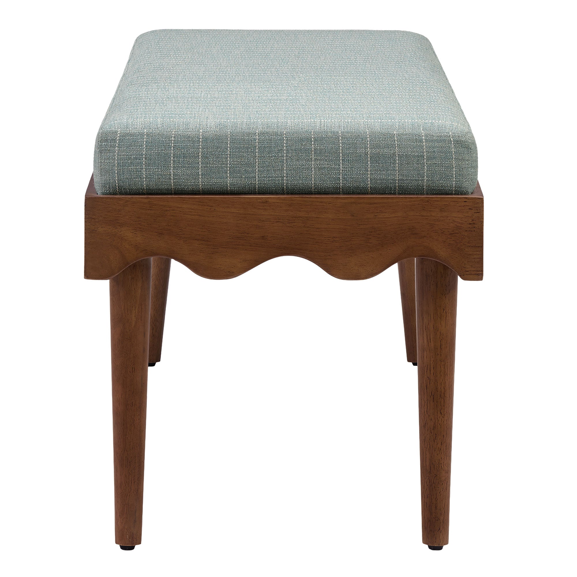 Mirette Scalloped Edge Striped Accent Bench - Spa Blue Stripe