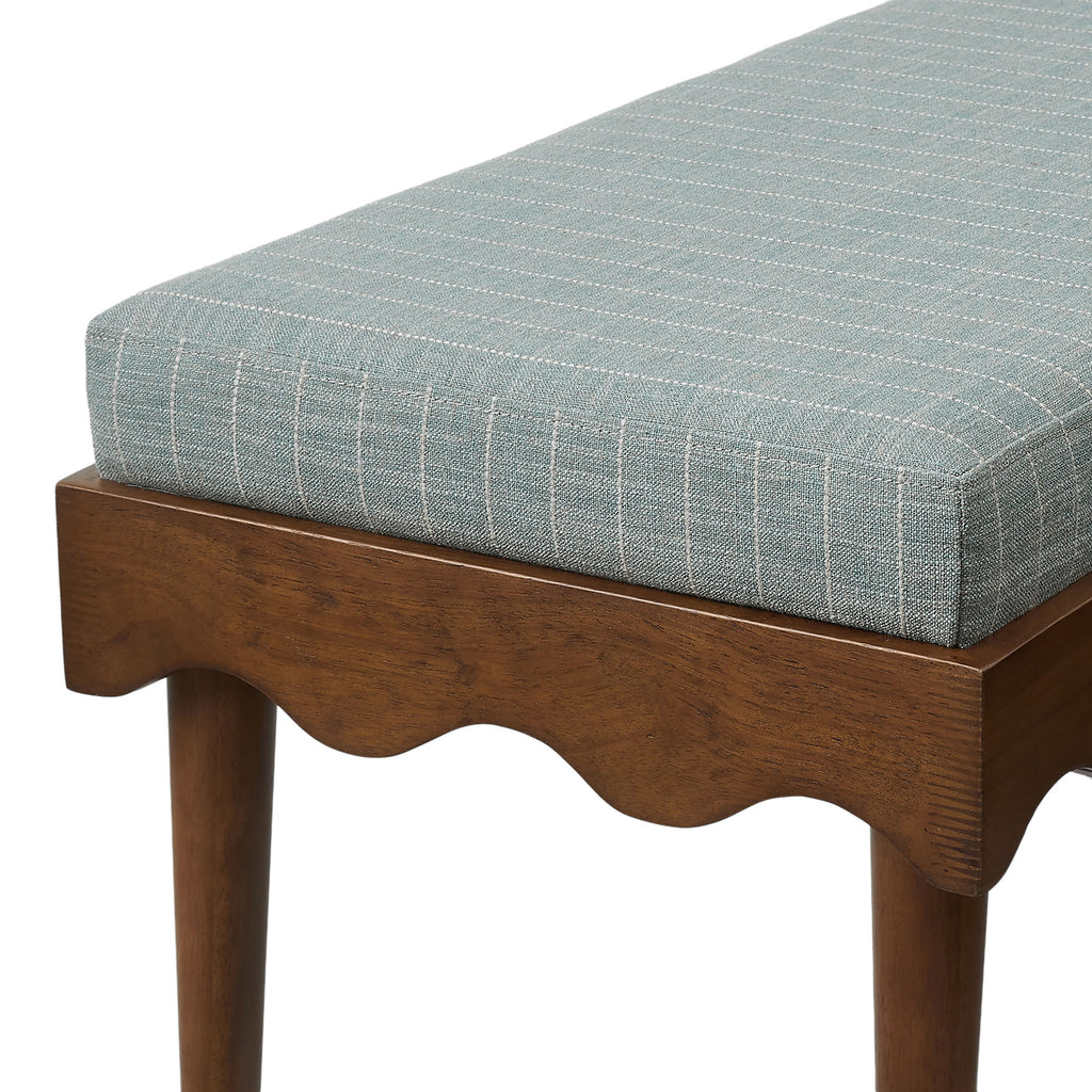 Mirette Scalloped Edge Striped Accent Bench - Spa Blue Stripe