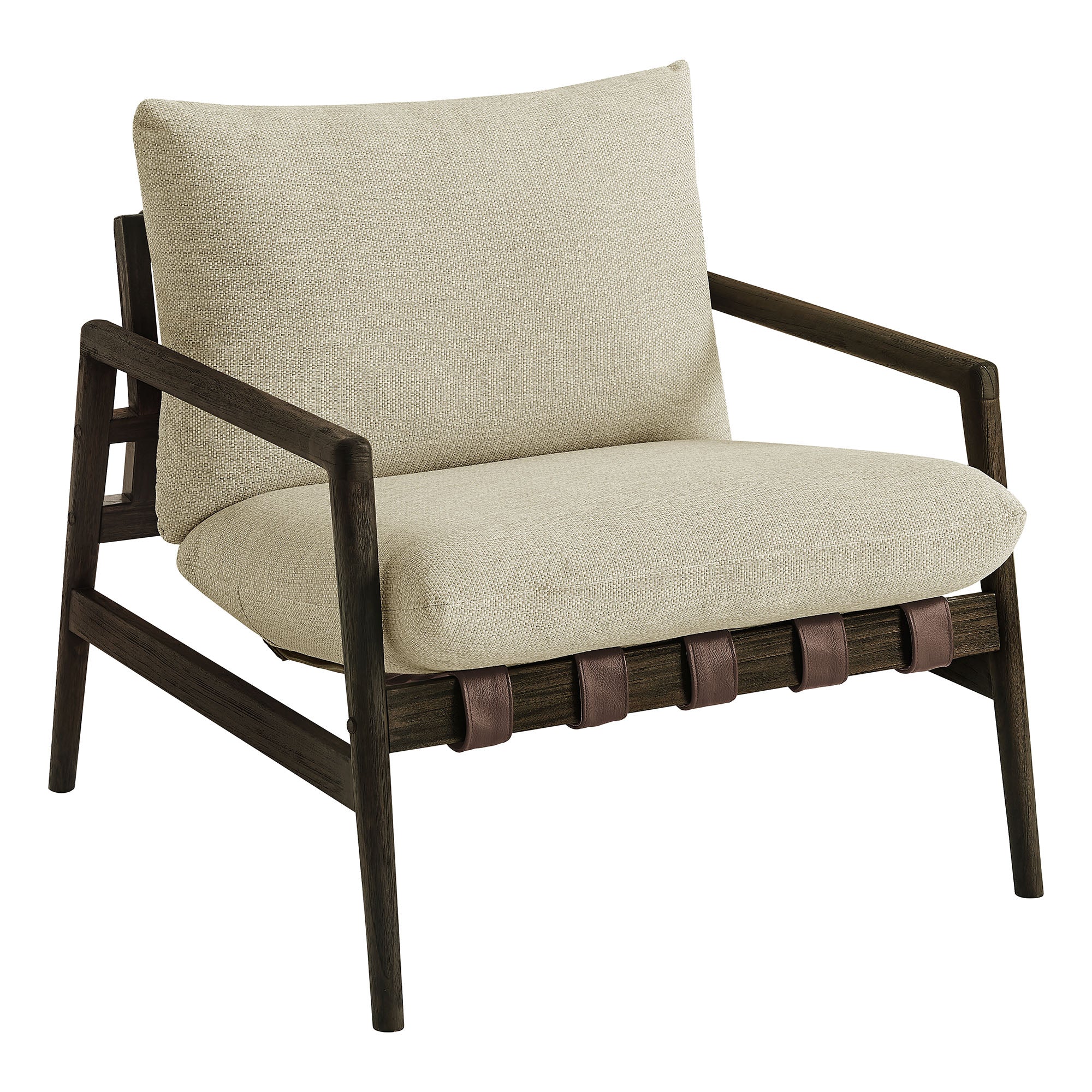 Nomi Outdoor Patio Teak Wood Sling Chair - Dark Brown Sand