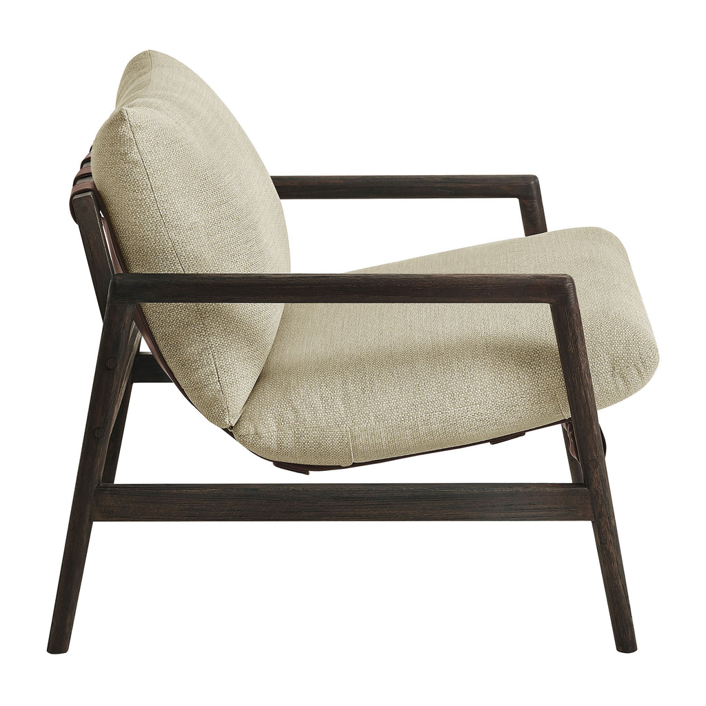 Nomi Outdoor Patio Teak Wood Sling Chair - Dark Brown Sand