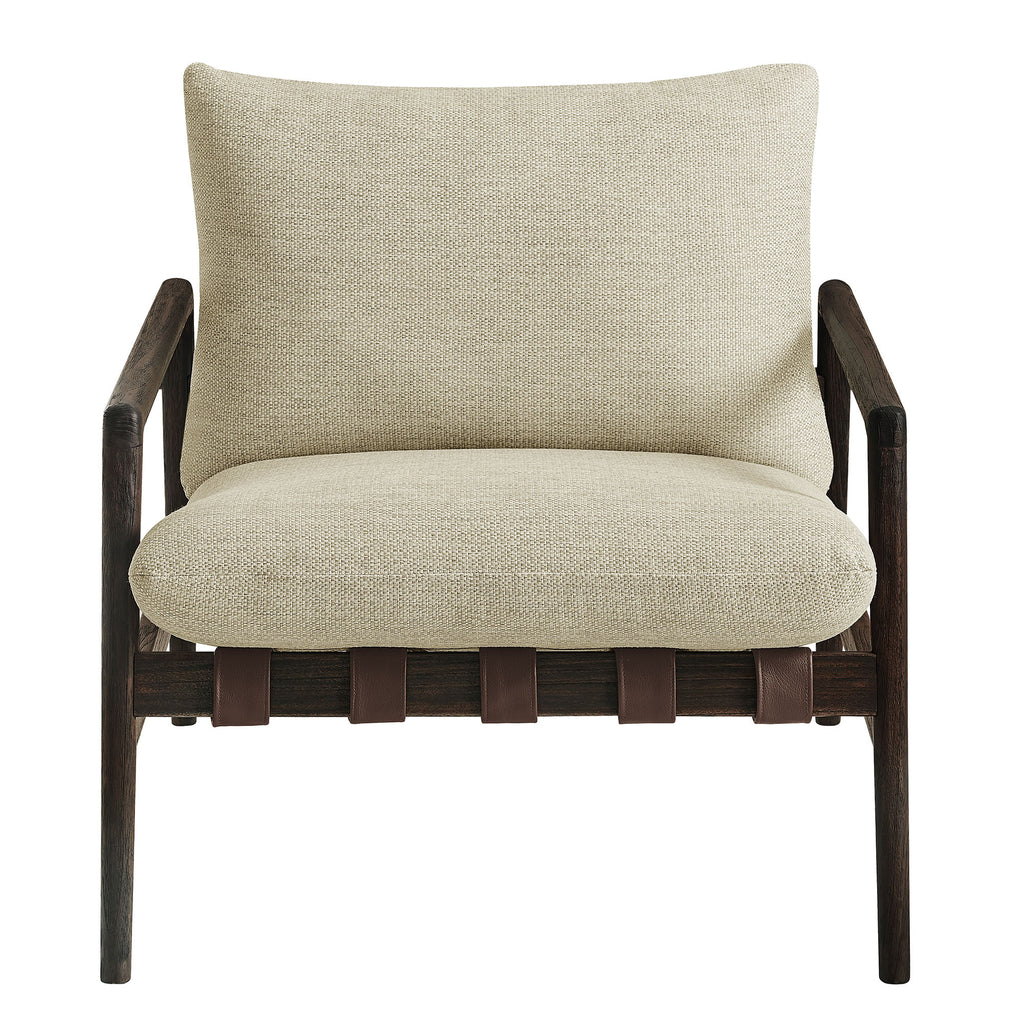 Nomi Outdoor Patio Teak Wood Sling Chair - Dark Brown Sand