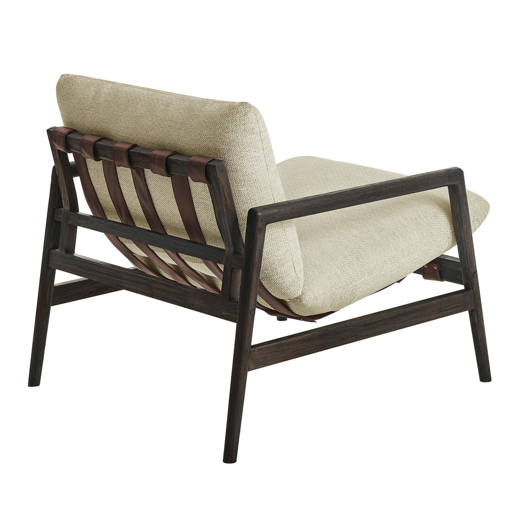 Nomi Outdoor Patio Teak Wood Sling Chair - Dark Brown Sand