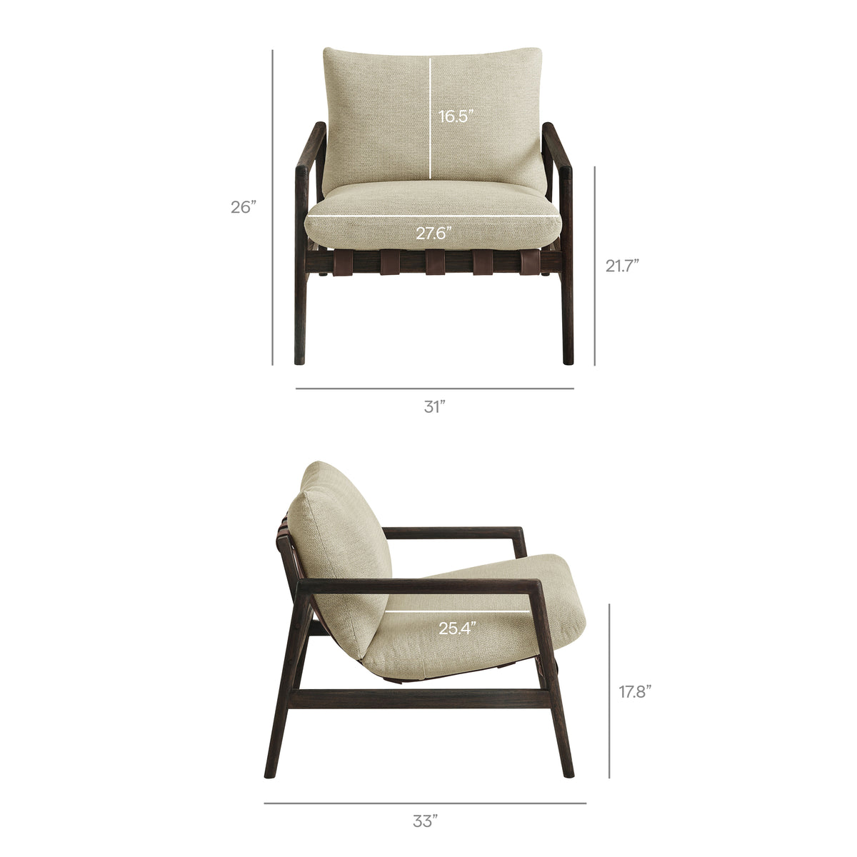 Nomi Outdoor Patio Teak Wood Sling Chair - Dark Brown Sand