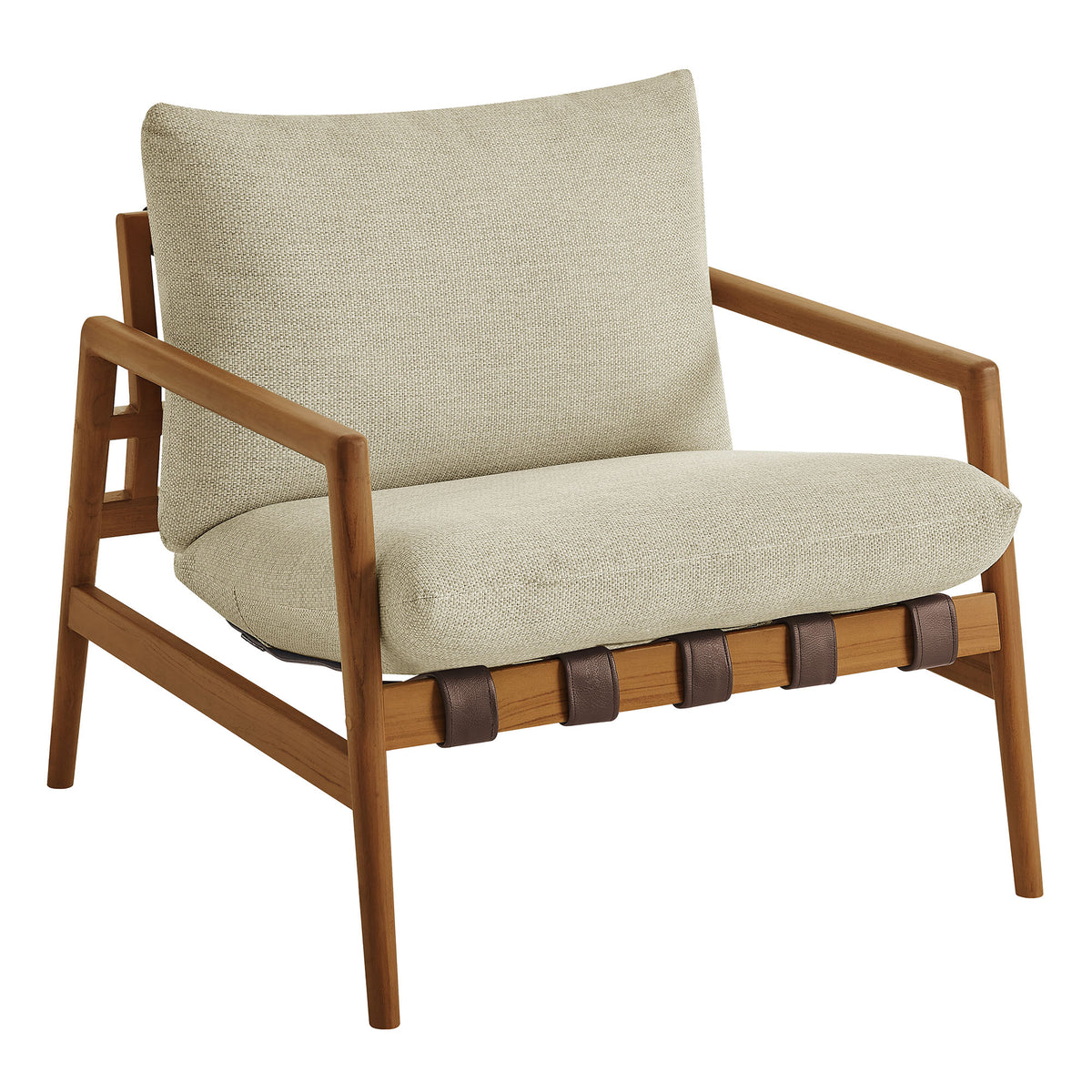 Nomi Outdoor Patio Teak Wood Sling Chair - Natural Sand