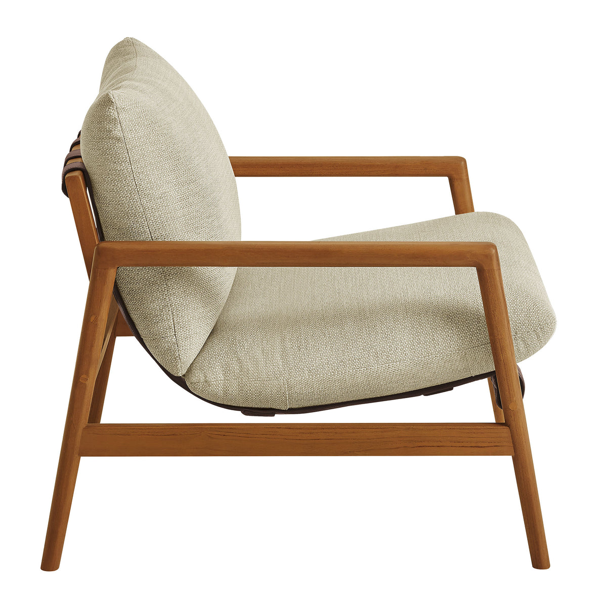 Nomi Outdoor Patio Teak Wood Sling Chair - Natural Sand