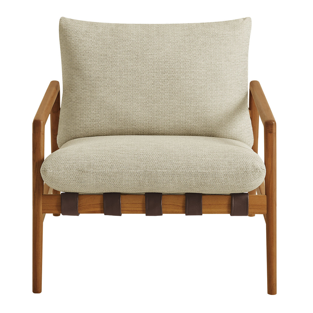 Nomi Outdoor Patio Teak Wood Sling Chair - Natural Sand