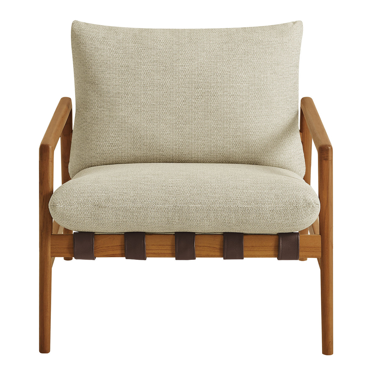 Nomi Outdoor Patio Teak Wood Sling Chair - Natural Sand