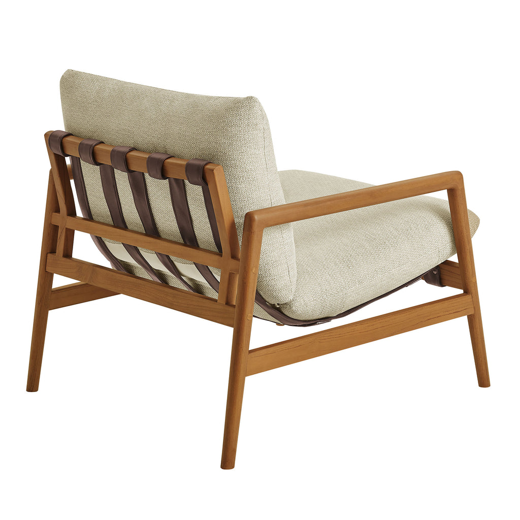 Nomi Outdoor Patio Teak Wood Sling Chair - Natural Sand