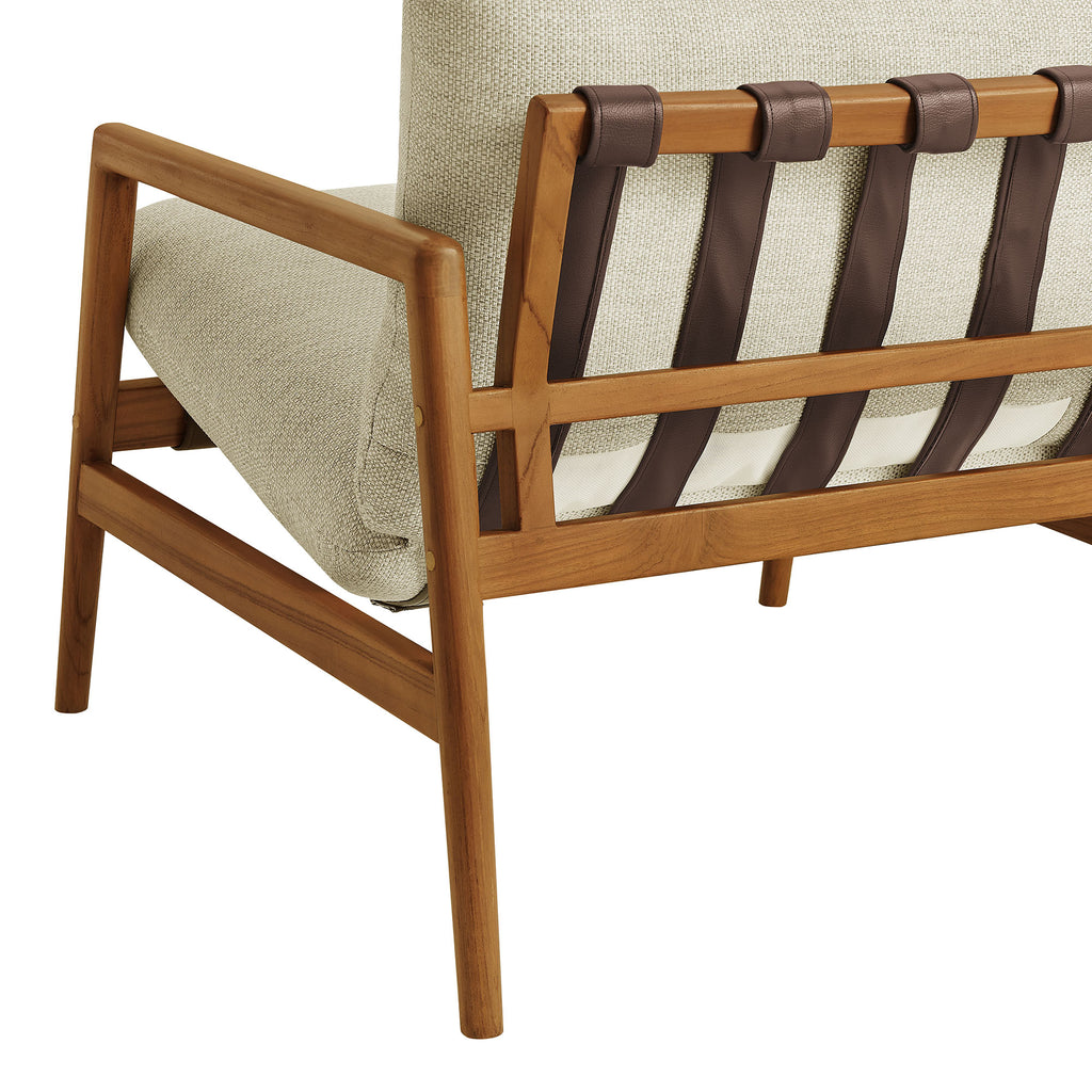 Nomi Outdoor Patio Teak Wood Sling Chair - Natural Sand