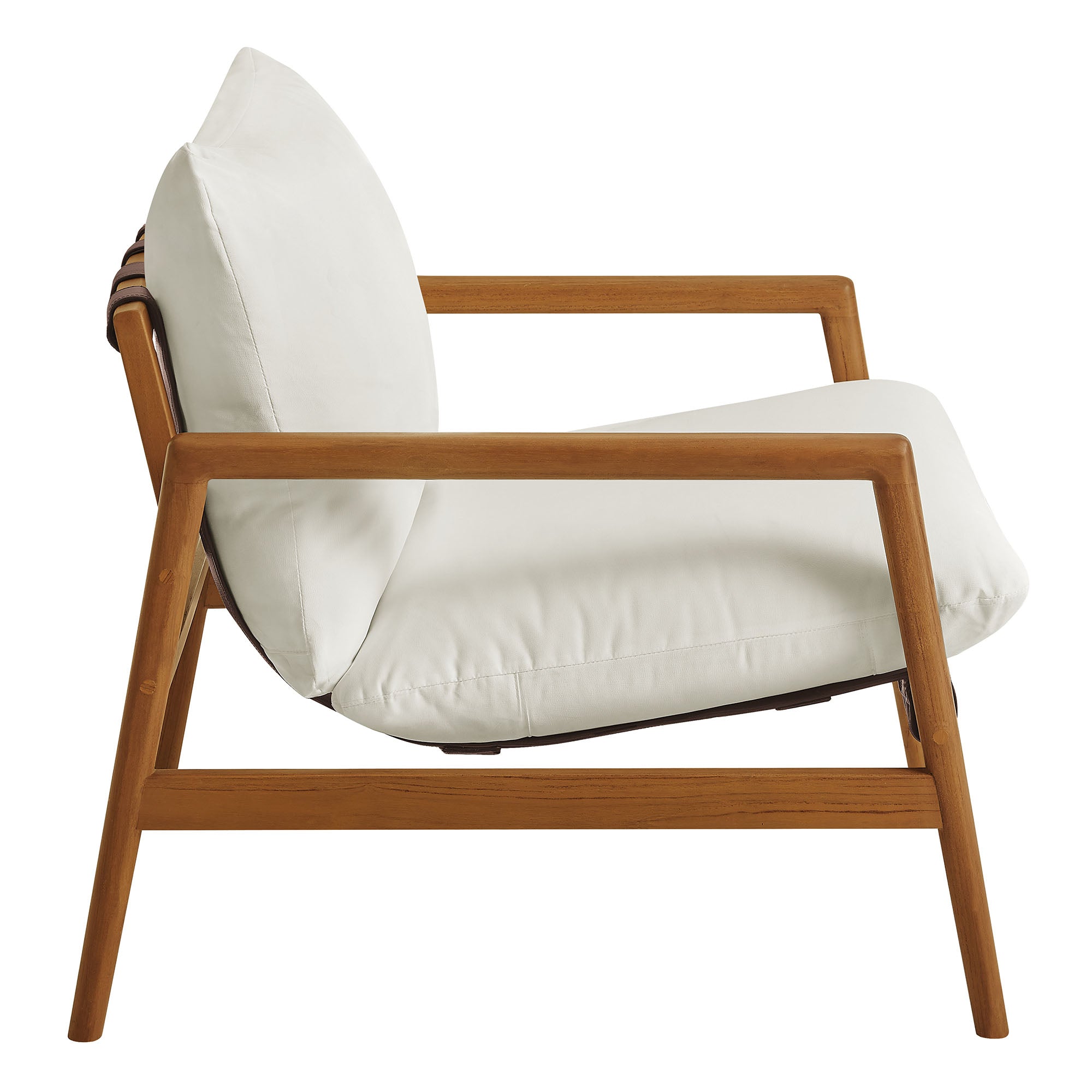 Nomi Outdoor Patio Teak Wood Sling Chair - Natural White