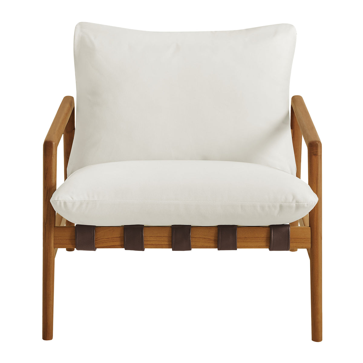 Nomi Outdoor Patio Teak Wood Sling Chair - Natural White