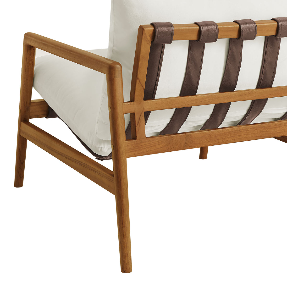 Nomi Outdoor Patio Teak Wood Sling Chair - Natural White