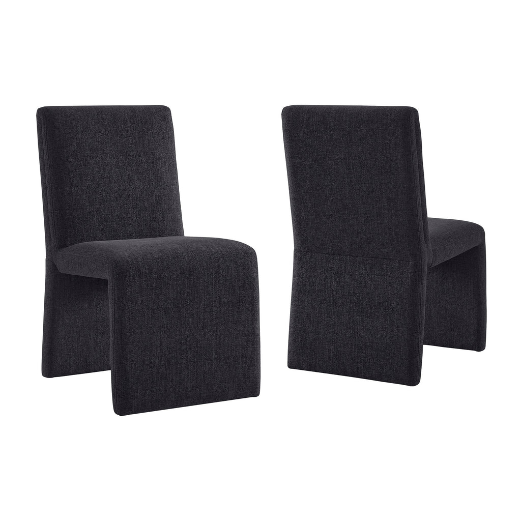 Emory Upholstered Fabric Dining Side Chair Set of 2 - Ebony
