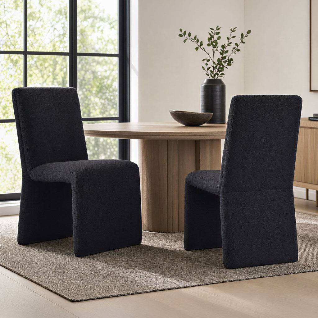 Emory Upholstered Fabric Dining Side Chair Set of 2 - Ebony