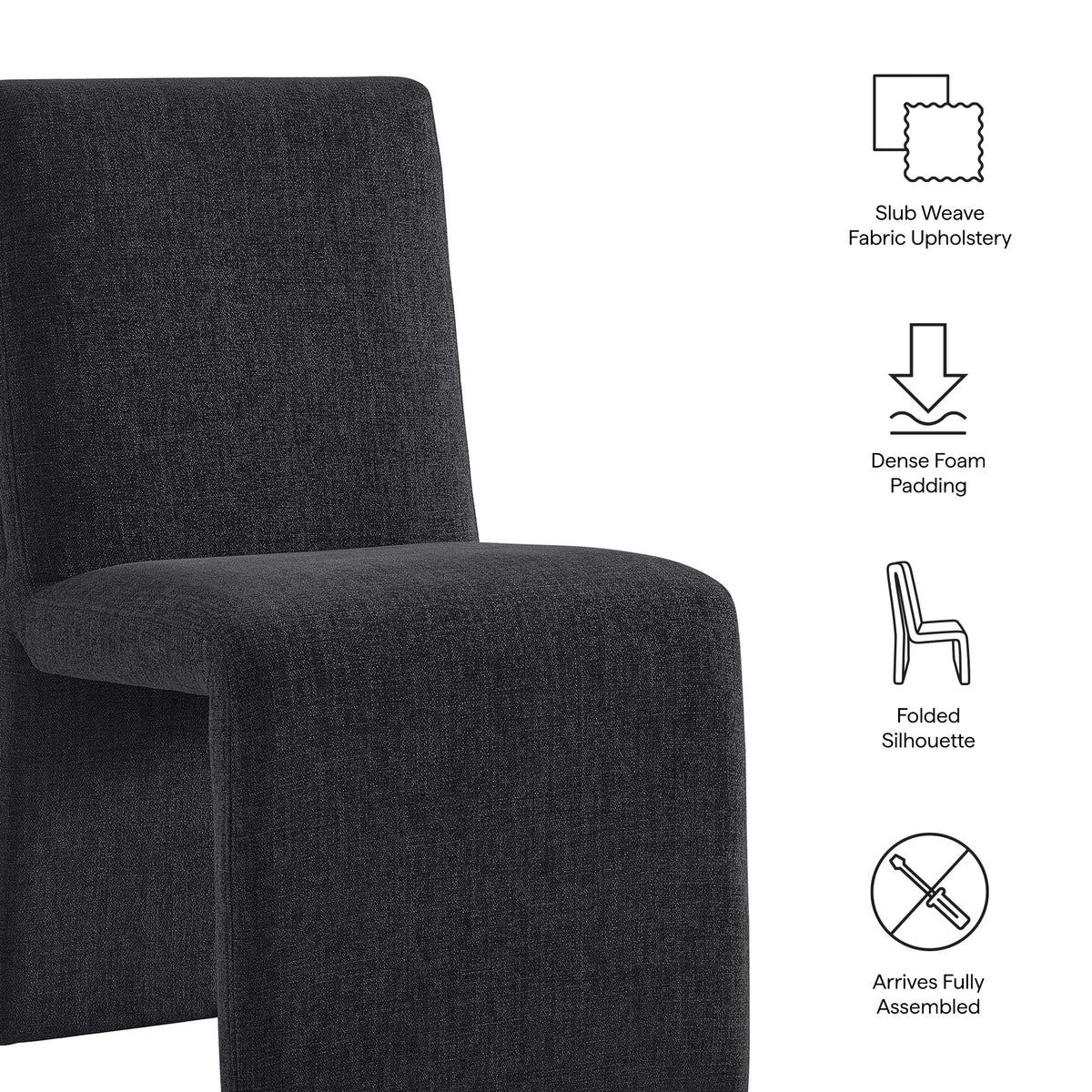 Emory Upholstered Fabric Dining Side Chair Set of 2 - Ebony