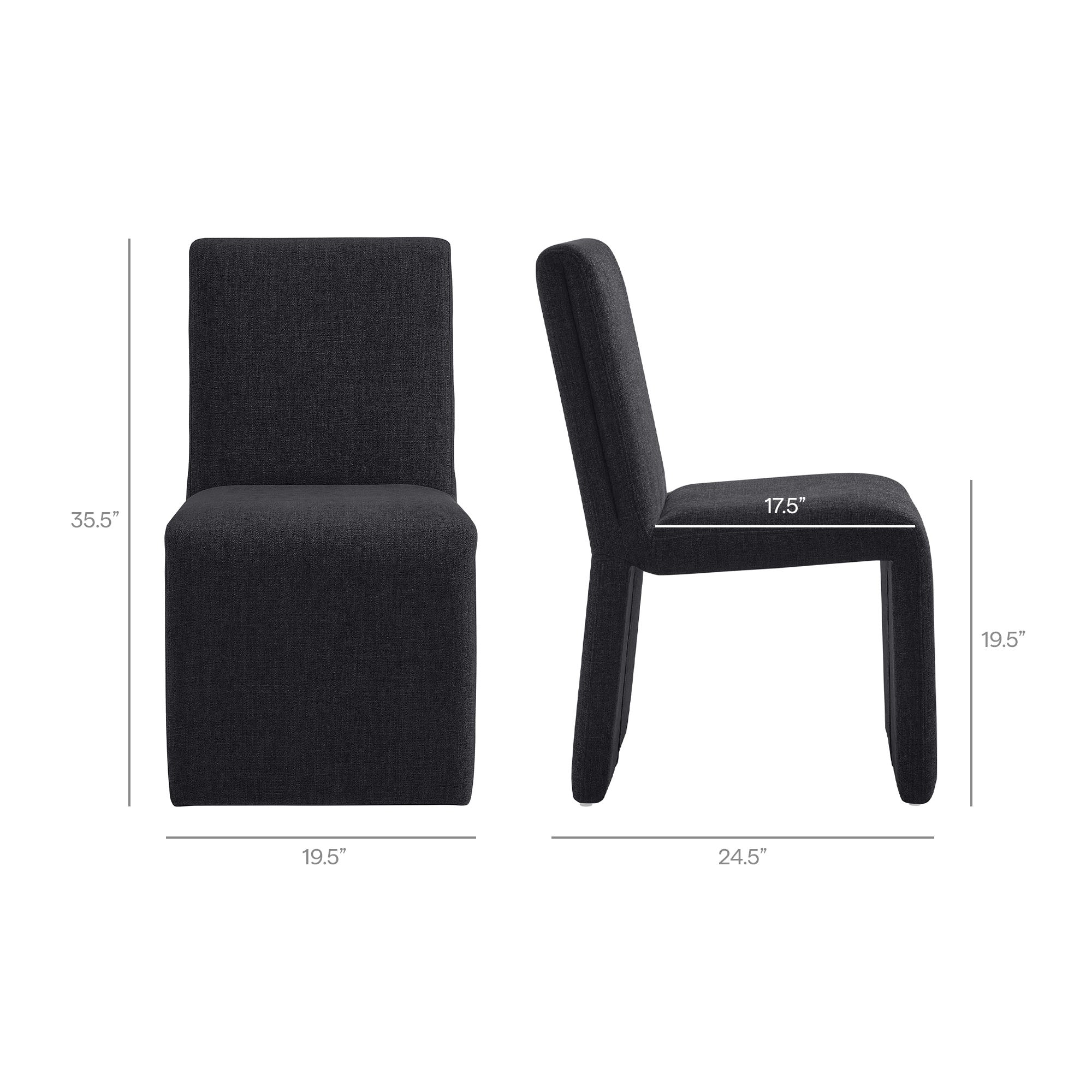 Emory Upholstered Fabric Dining Side Chair Set of 2 - Ebony
