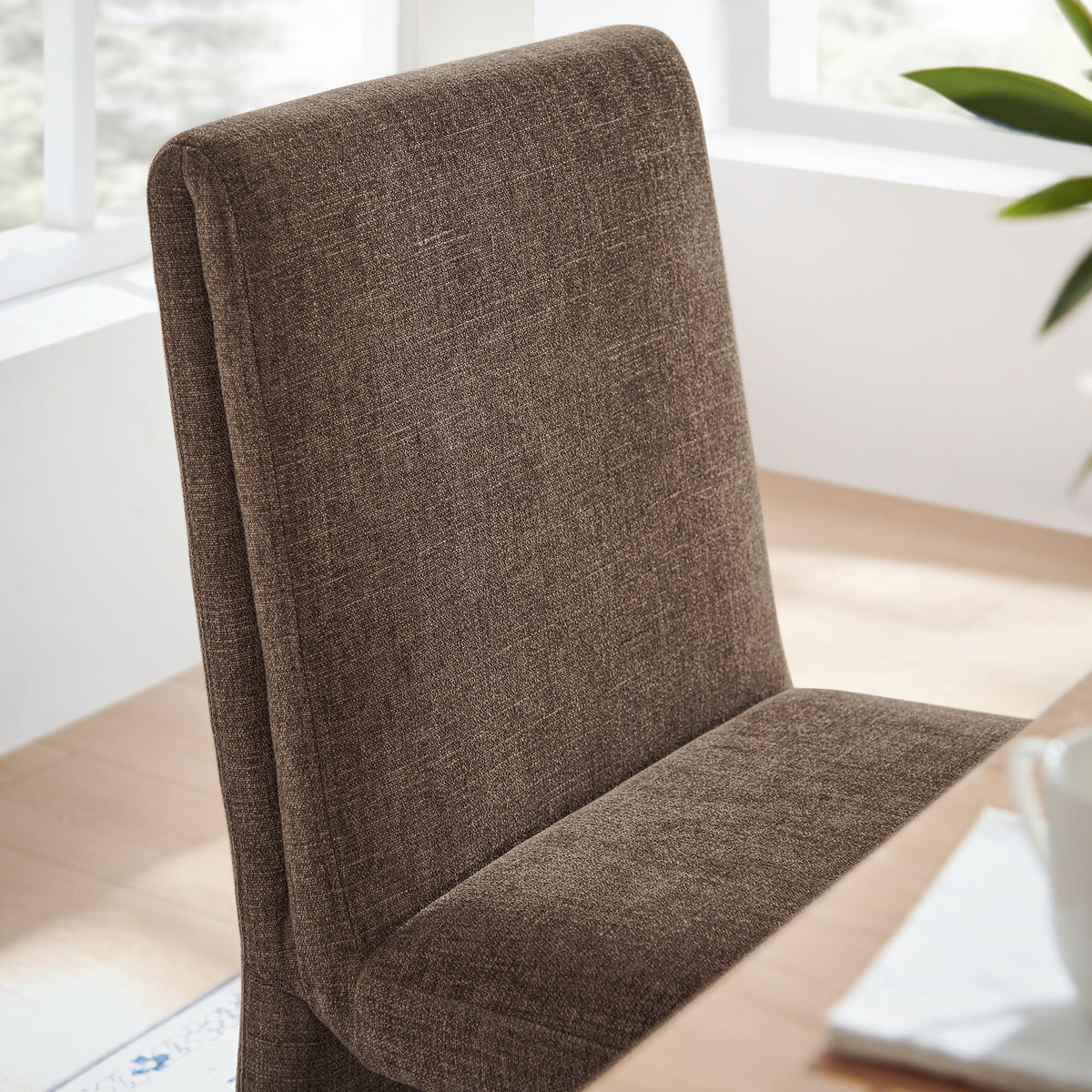 Emory Upholstered Fabric Dining Side Chair Set of 2 - Mocha
