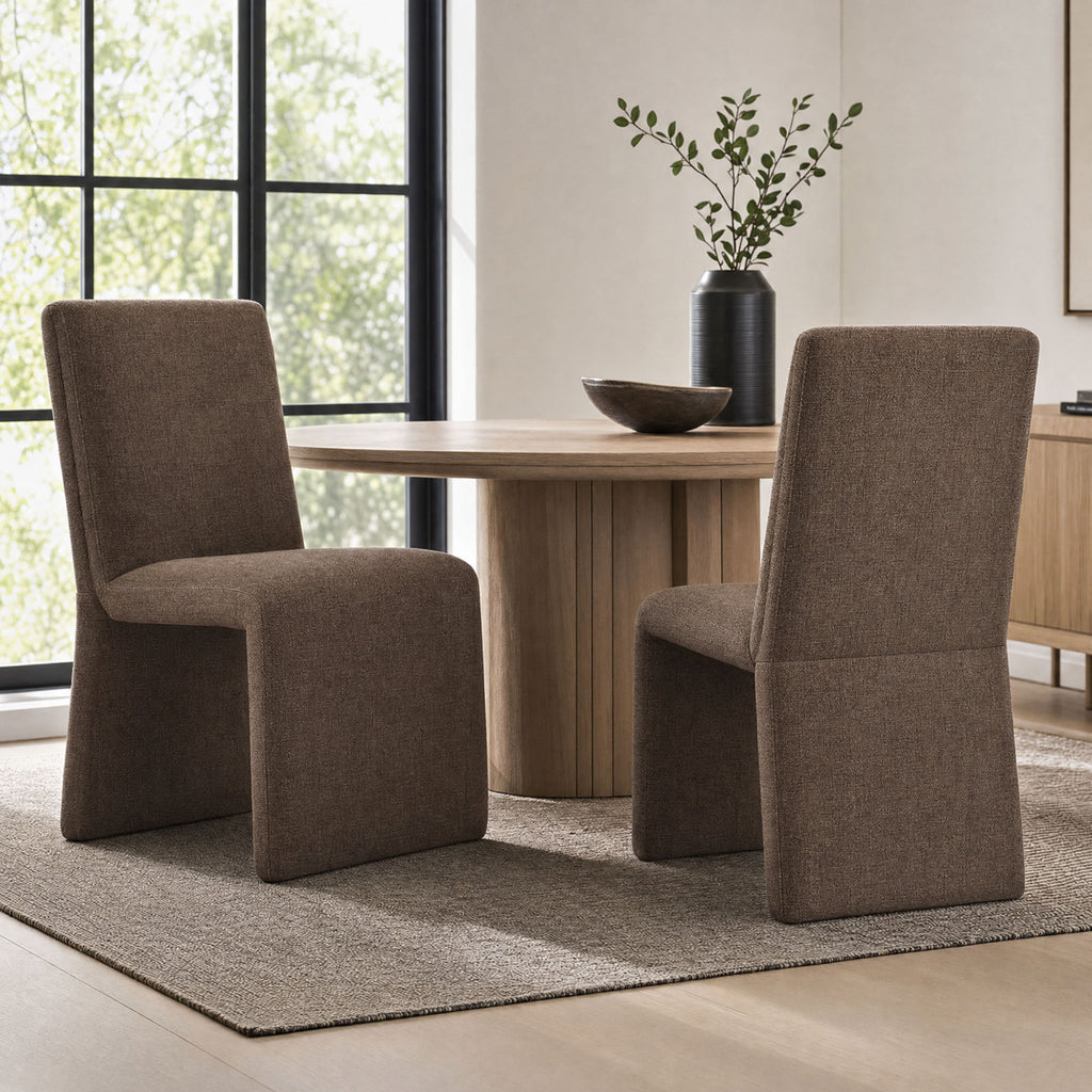Emory Upholstered Fabric Dining Side Chair Set of 2 - Mocha