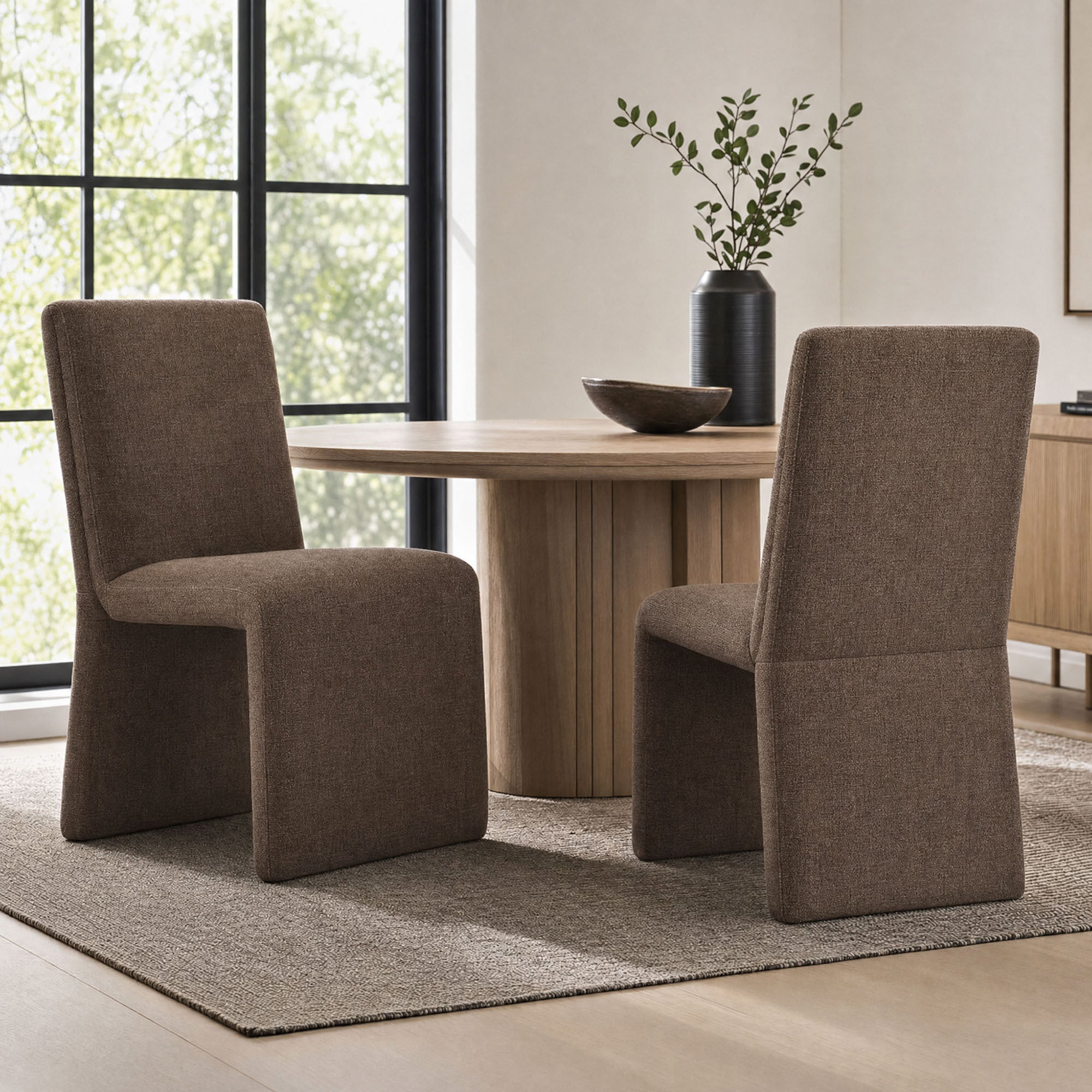 Emory Upholstered Fabric Dining Side Chair Set of 2 - Mocha