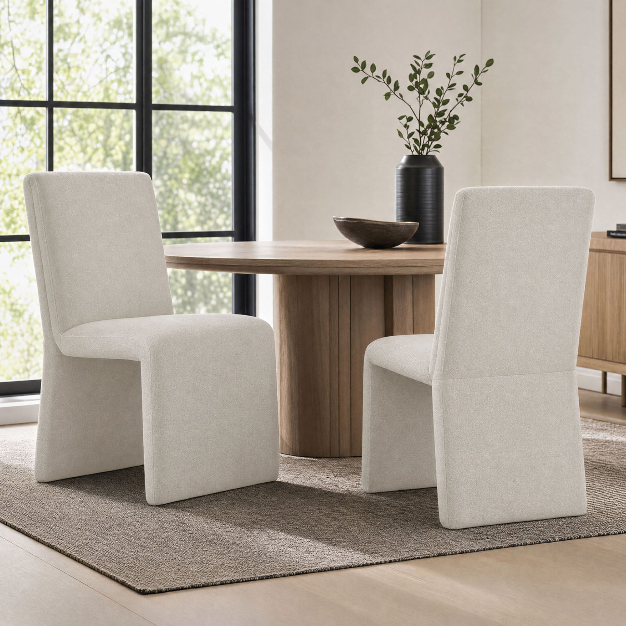 Emory Upholstered Fabric Dining Side Chair Set of 2 - Salt