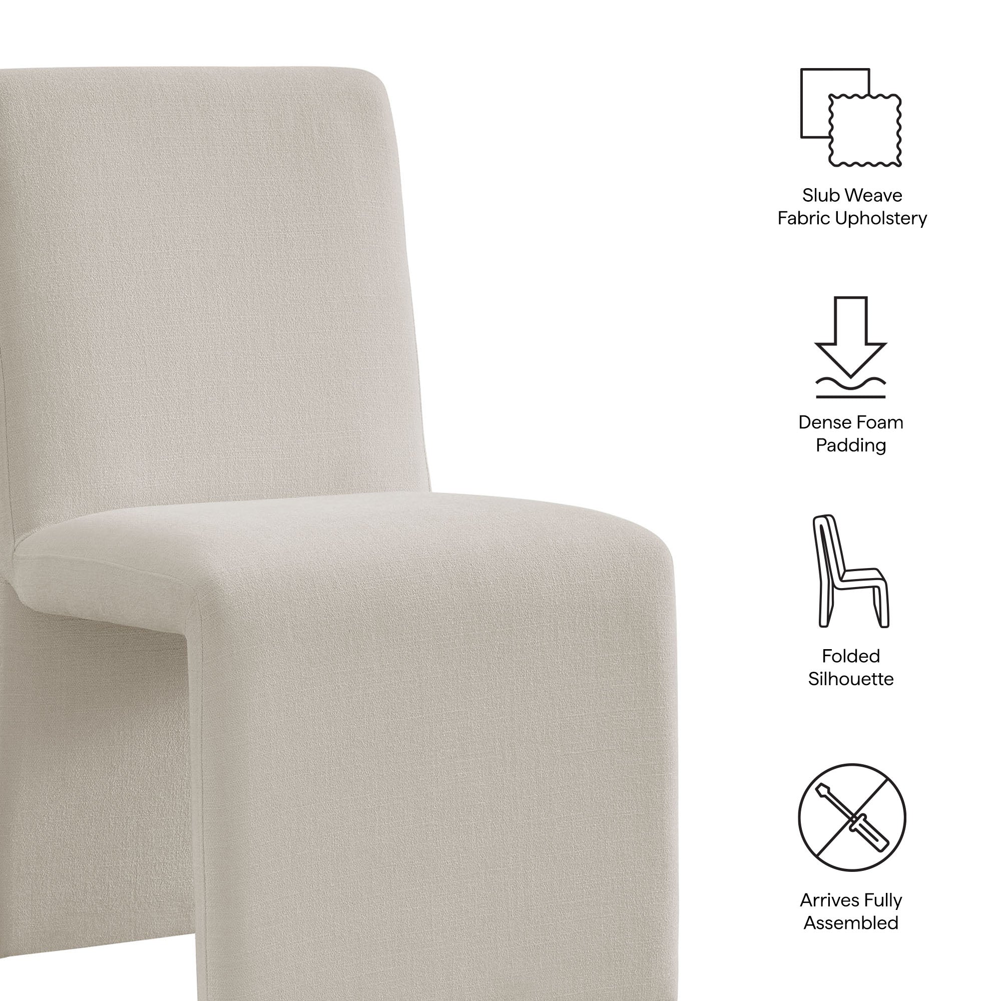 Emory Upholstered Fabric Dining Side Chair Set of 2 - Salt