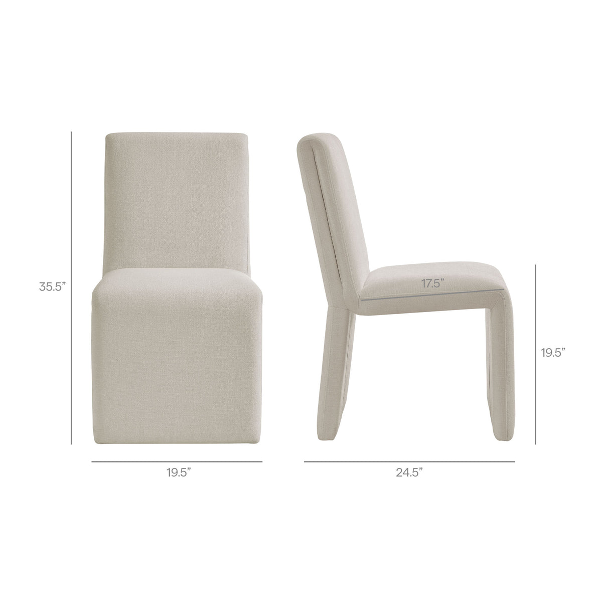 Emory Upholstered Fabric Dining Side Chair Set of 2 - Salt