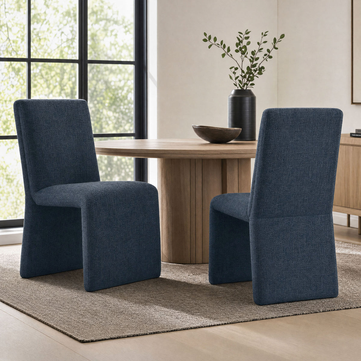 Emory Upholstered Fabric Dining Side Chair Set of 2 - Slate Blue