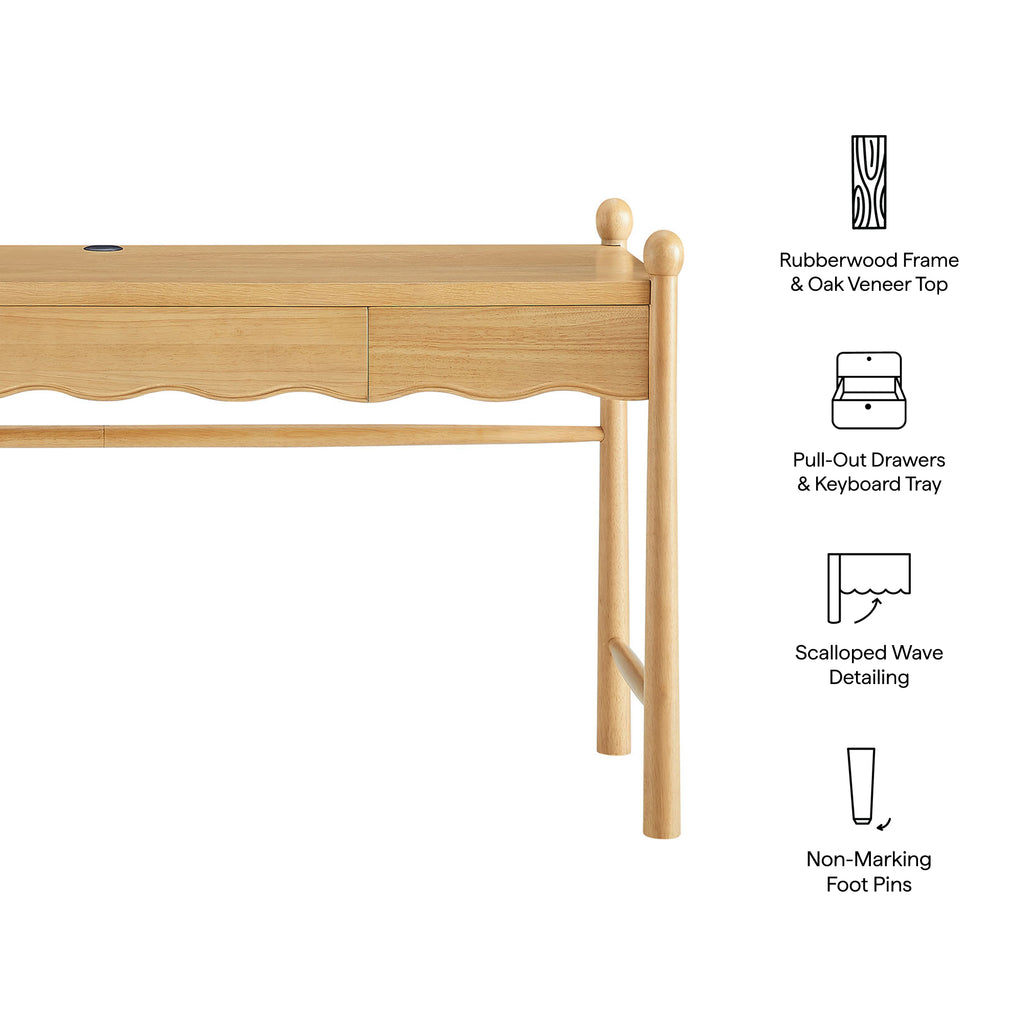 Darcy 62 Inch Wood Computer Desk - Oak