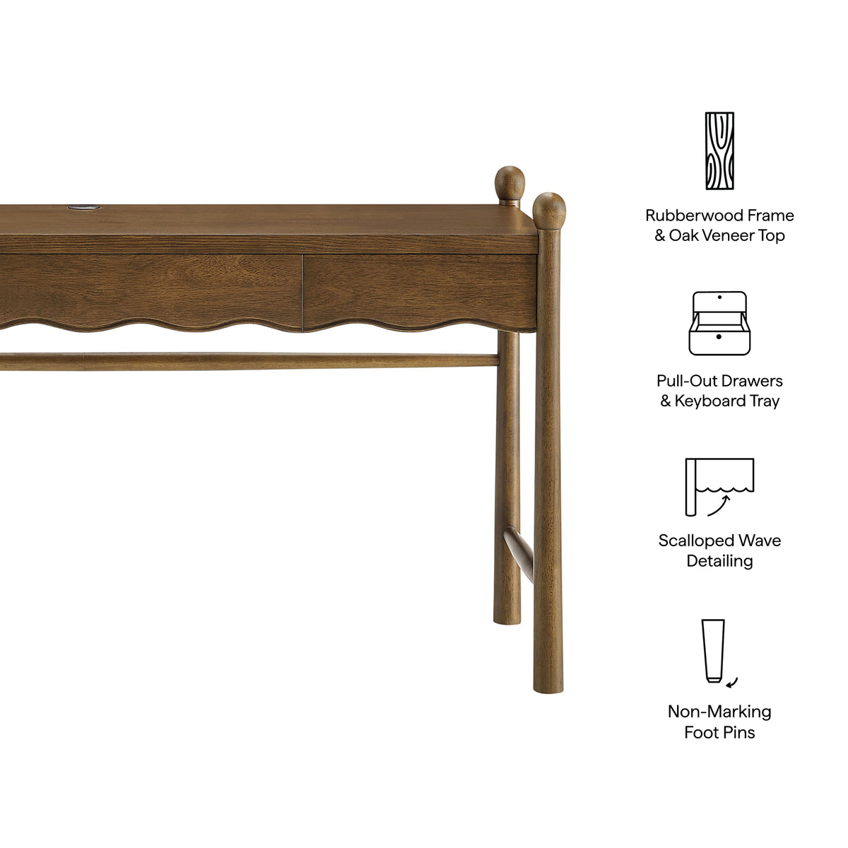 Darcy 62 Inch Wood Computer Desk - Walnut