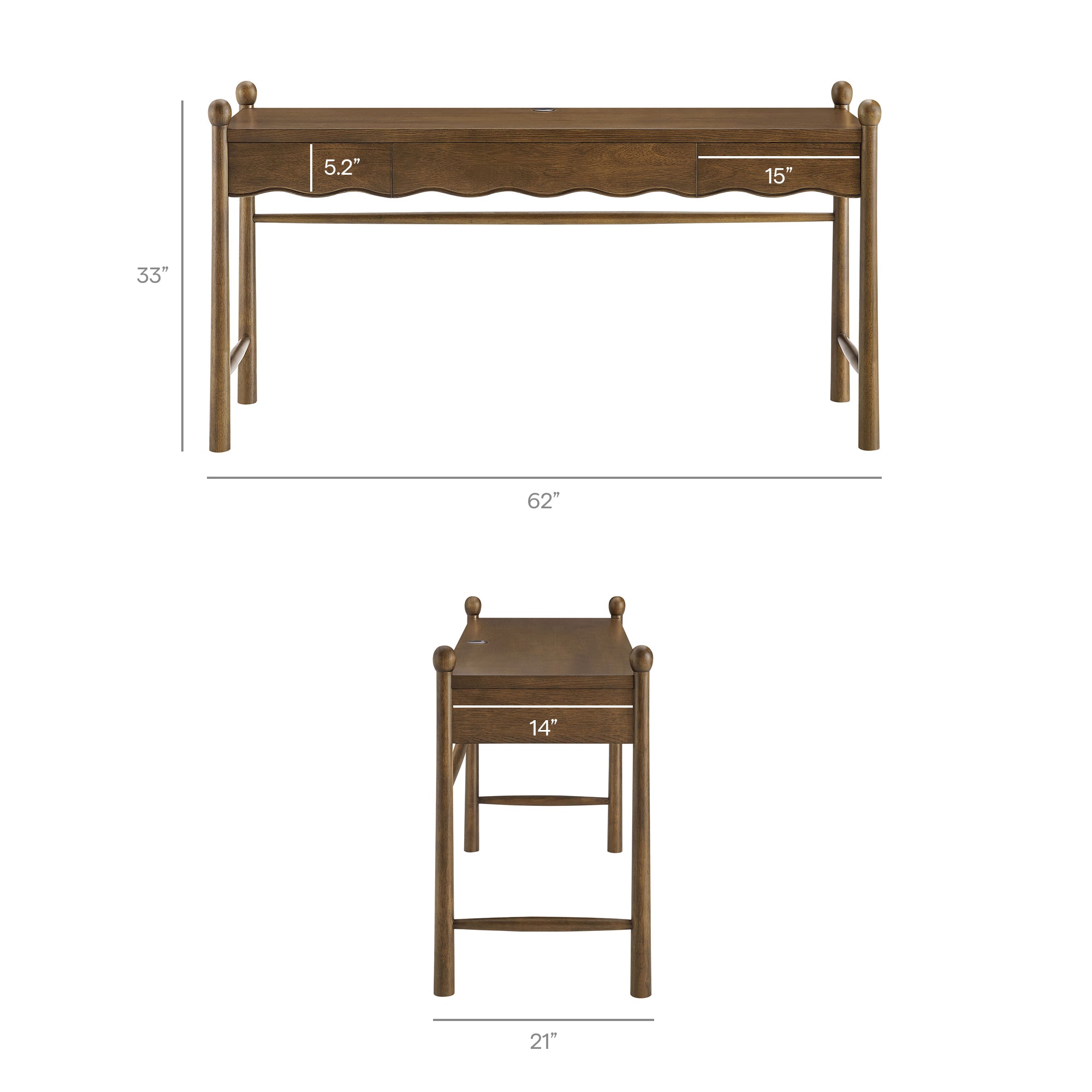Darcy 62 Inch Wood Computer Desk - Walnut