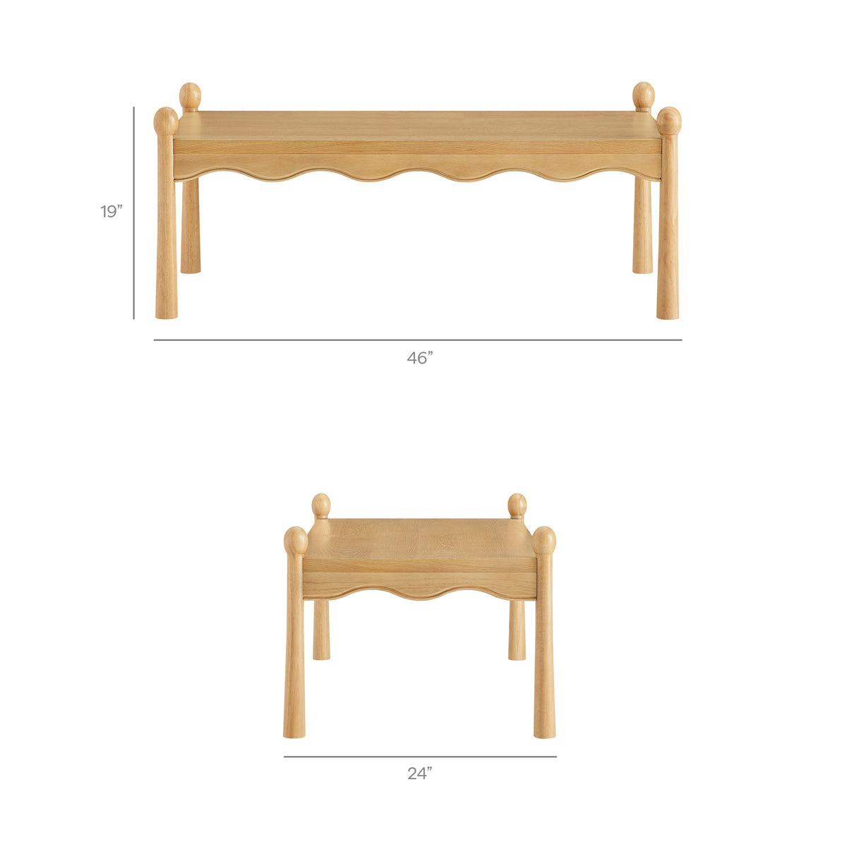Darcy 46 Inch Wood Coffee Table - Oak