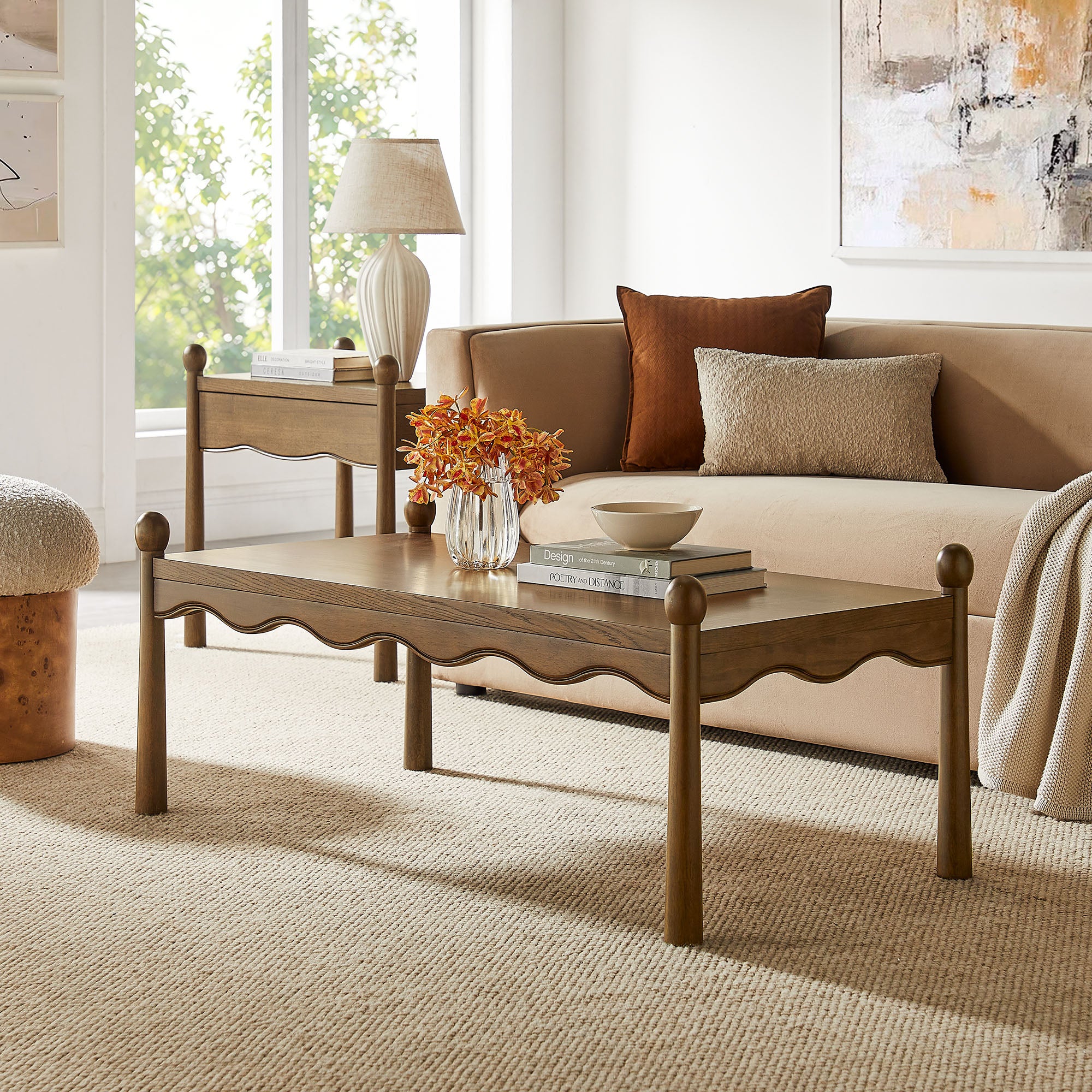 Darcy 46 Inch Wood Coffee Table - Walnut