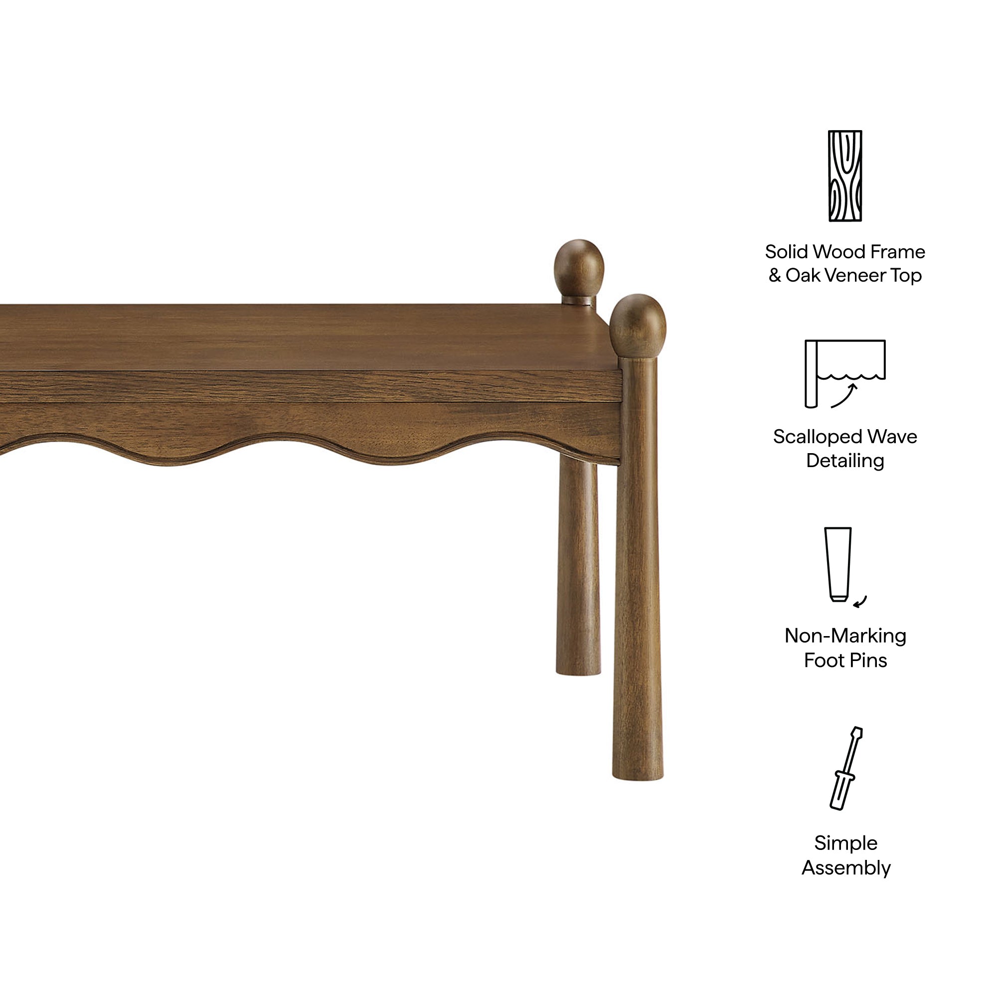 Darcy 46 Inch Wood Coffee Table - Walnut