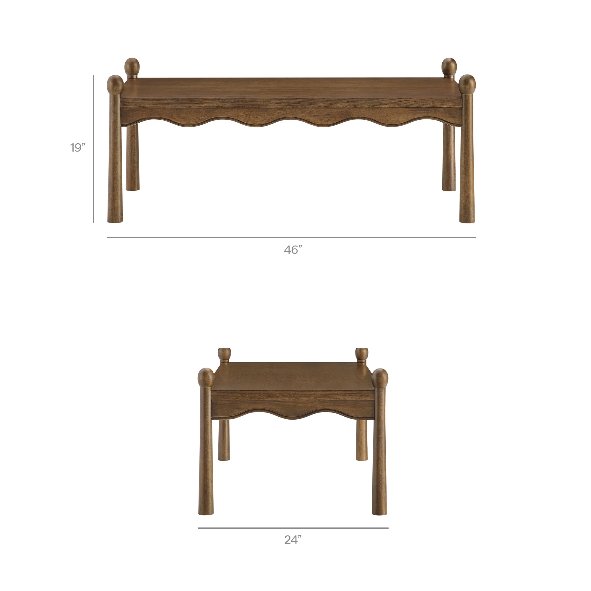 Darcy 46 Inch Wood Coffee Table - Walnut
