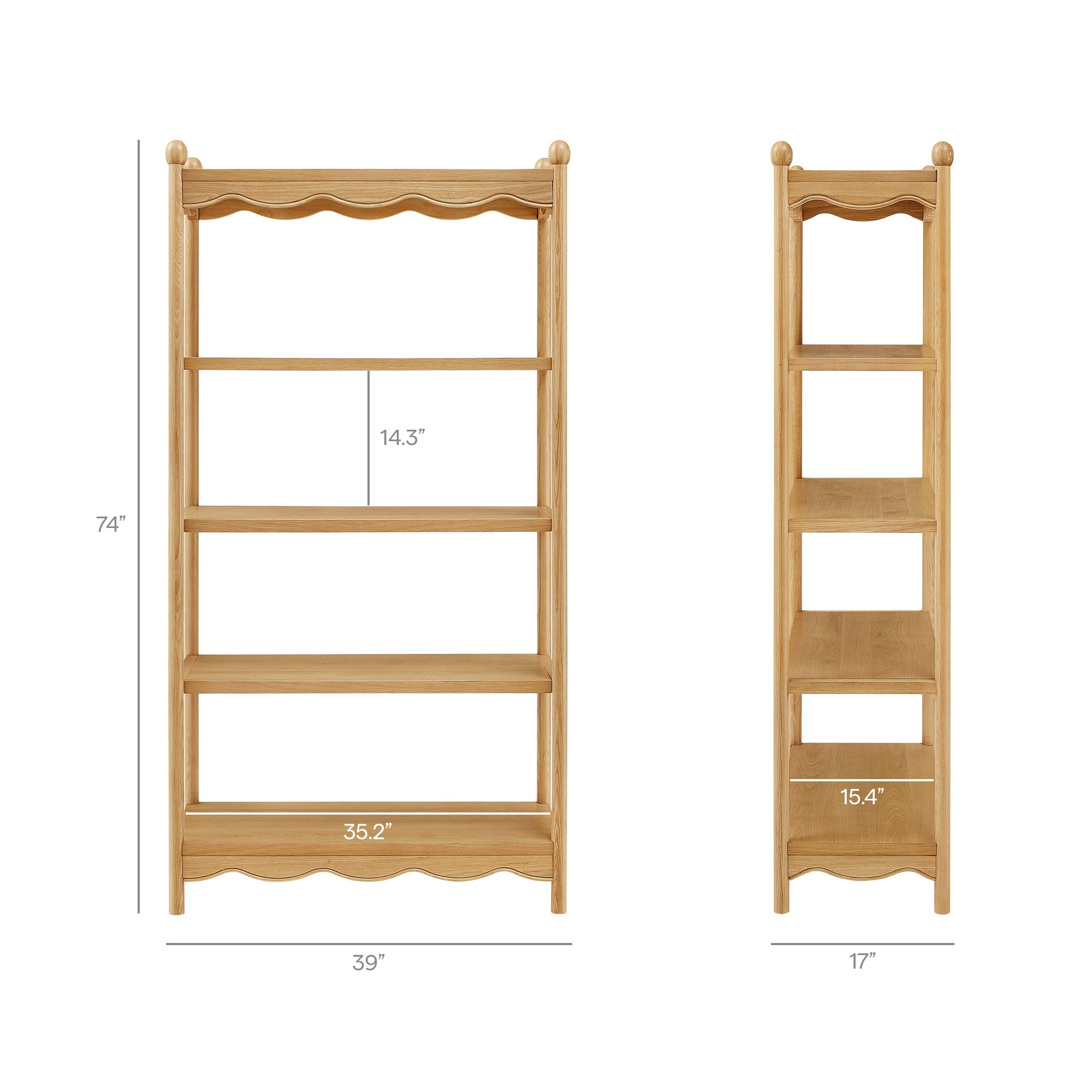 Darcy 4-Tier Open Bookcase - Oak