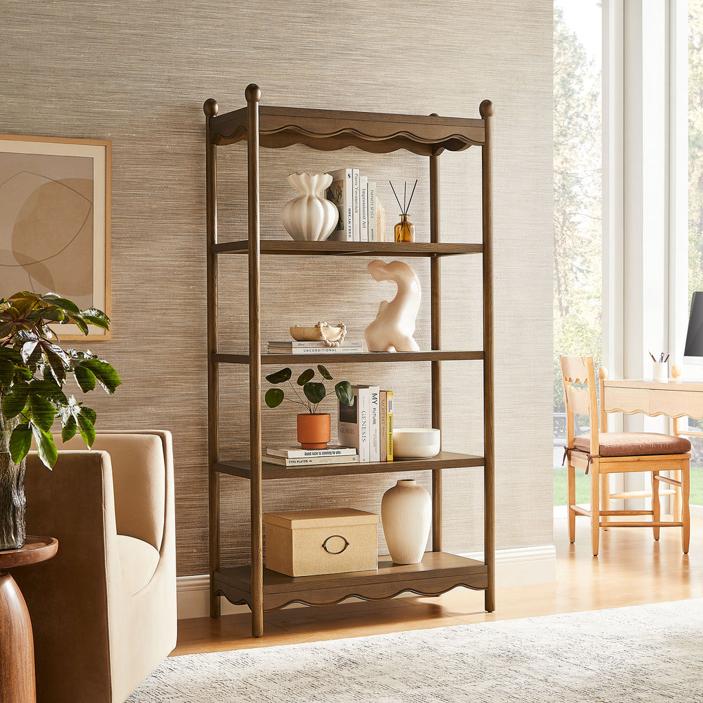 Darcy 4-Tier Open Bookcase - Walnut