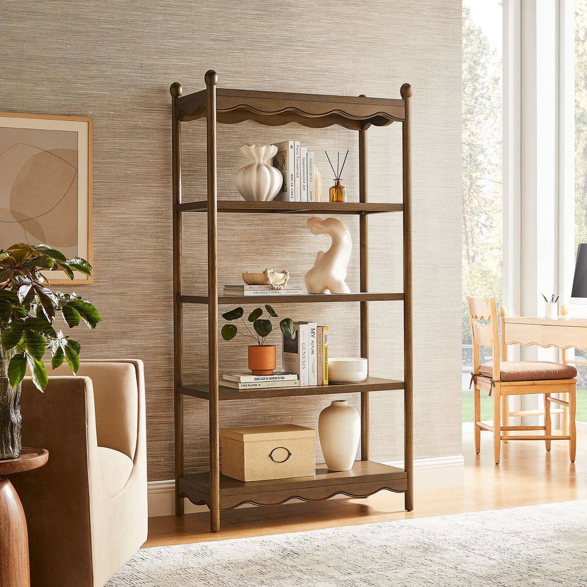 Darcy 4-Tier Open Bookcase - Walnut