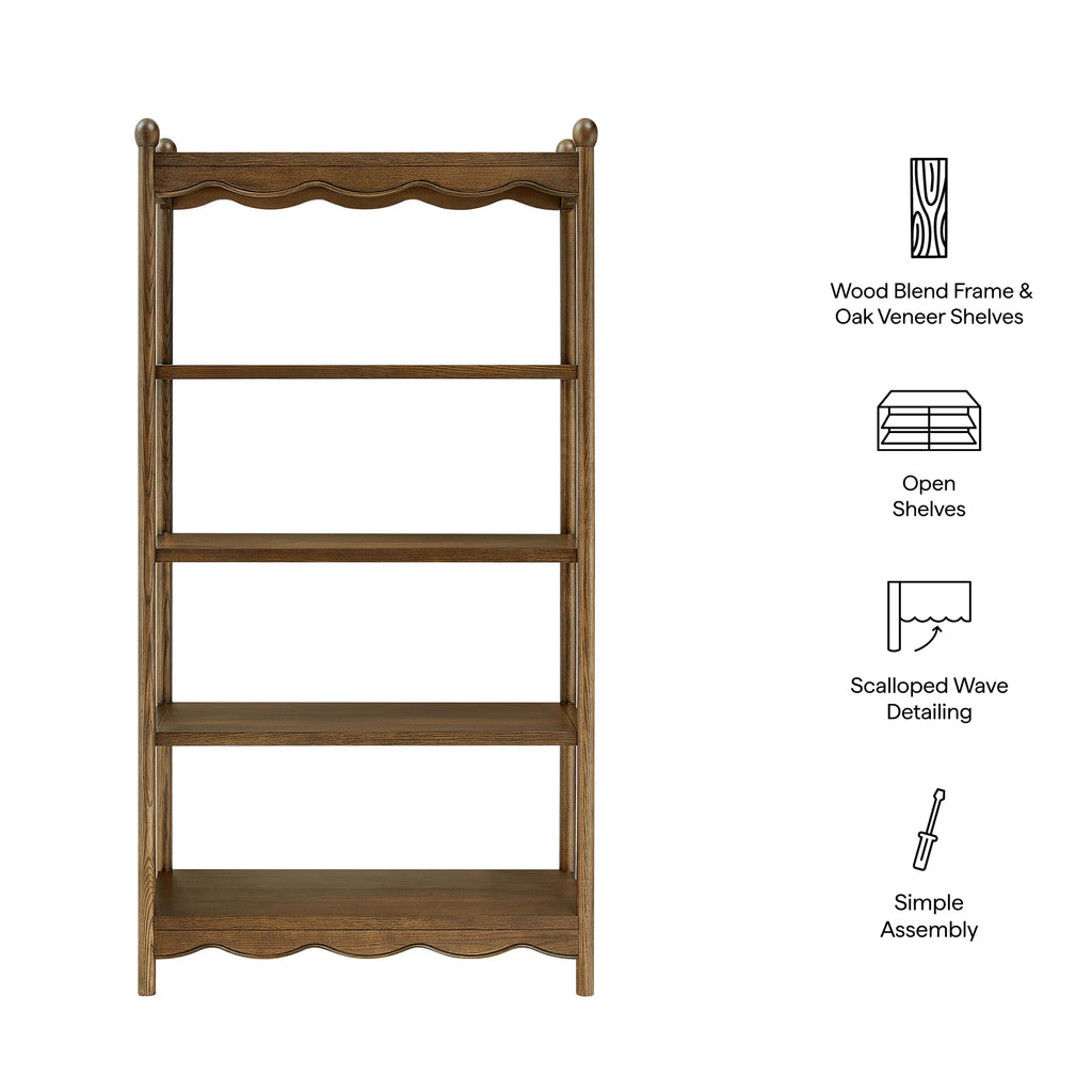 Darcy 4-Tier Open Bookcase - Walnut