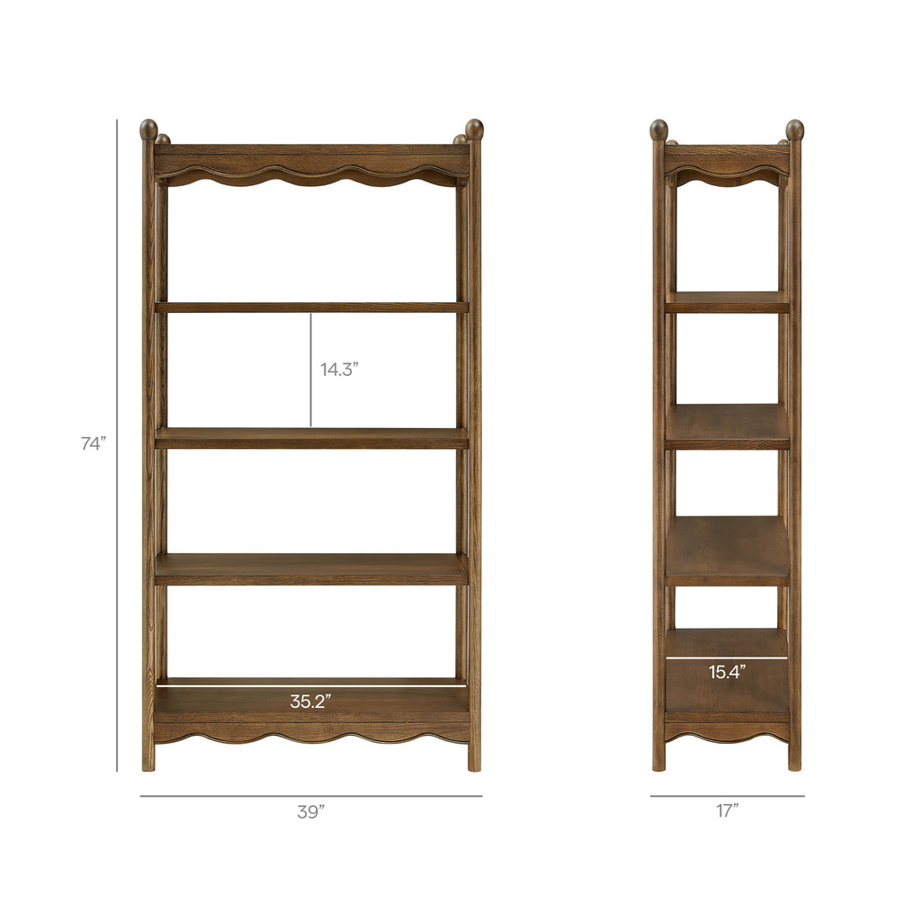 Darcy 4-Tier Open Bookcase - Walnut