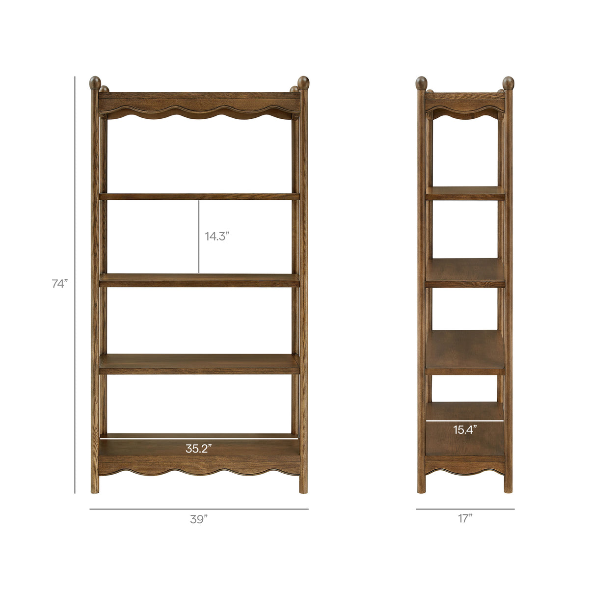Darcy 4-Tier Open Bookcase - Walnut
