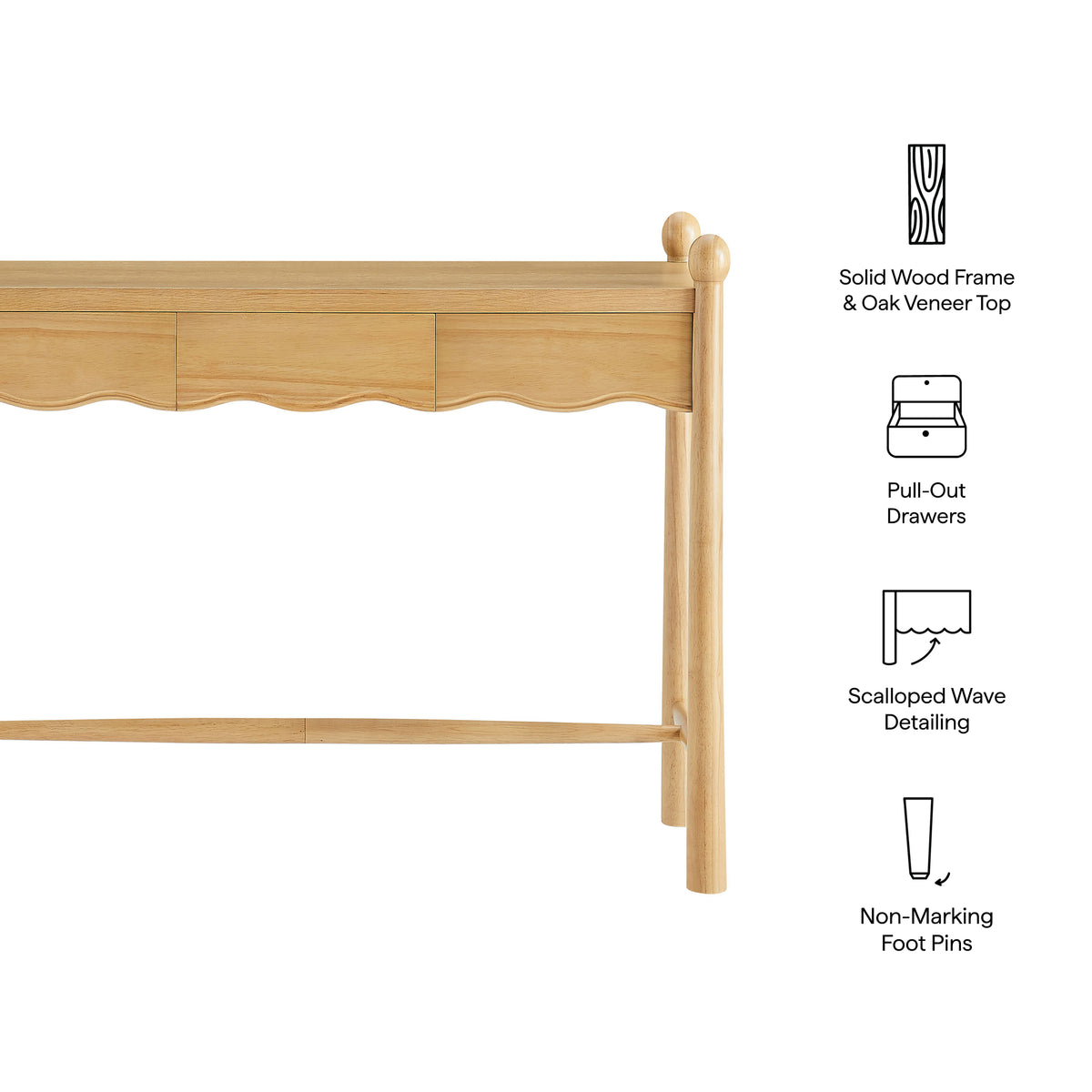 Darcy 44 Inch Wood Console Table - Oak